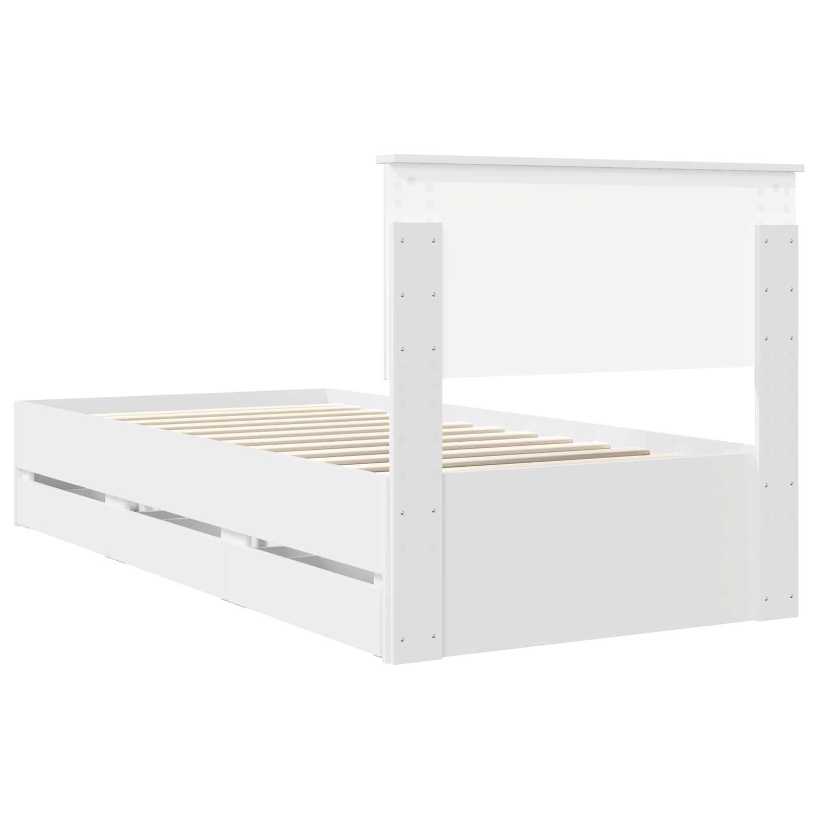vidaXL Ramka łóżka z szufladą Biały 90 x 190 cm Drewno inżynieryjne