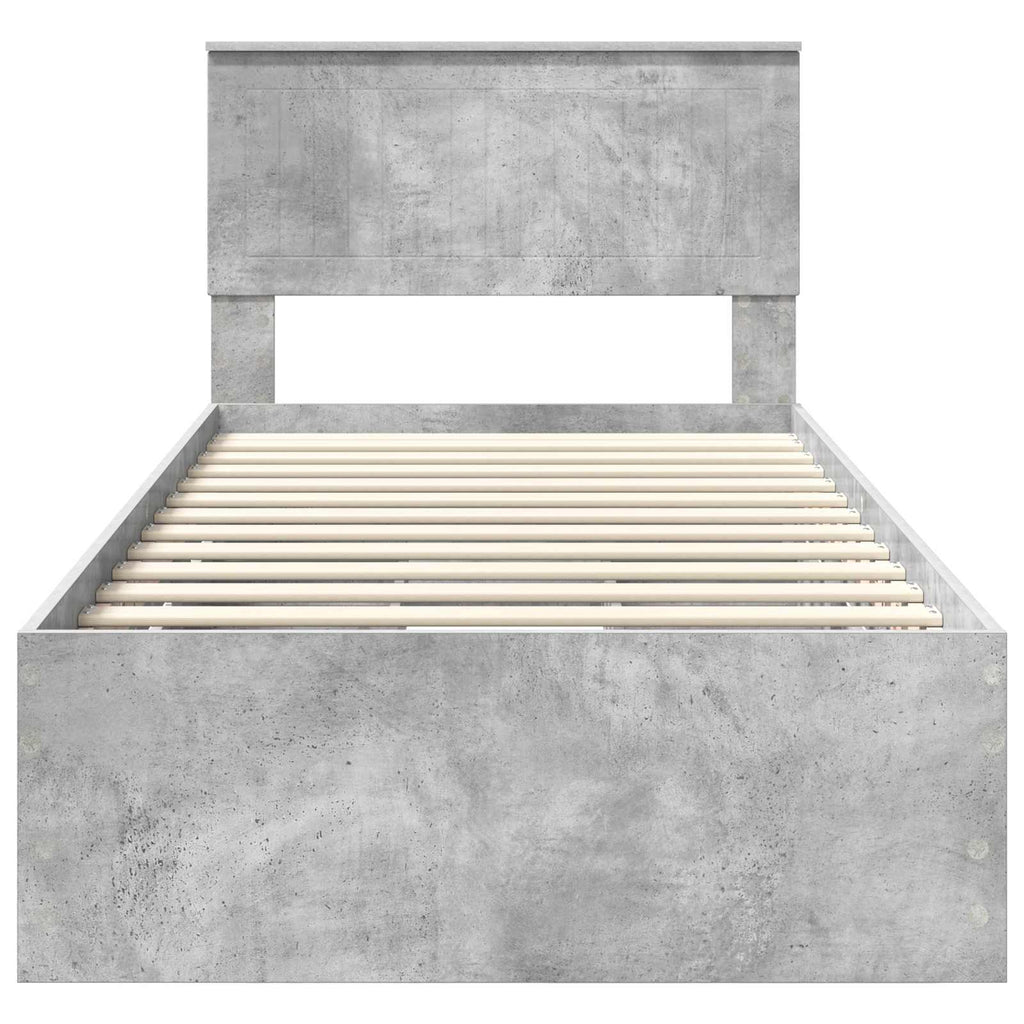 vidaXL Ramka łóżka Betonowy szary 90 x 190 cm Drewno inżynieryjne