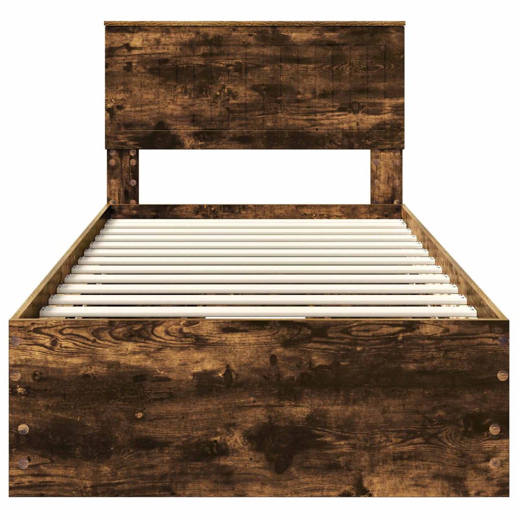vidaXL Ramka łóżka Dąb wędzony 90 x 190 cm Drewno inżynieryjne