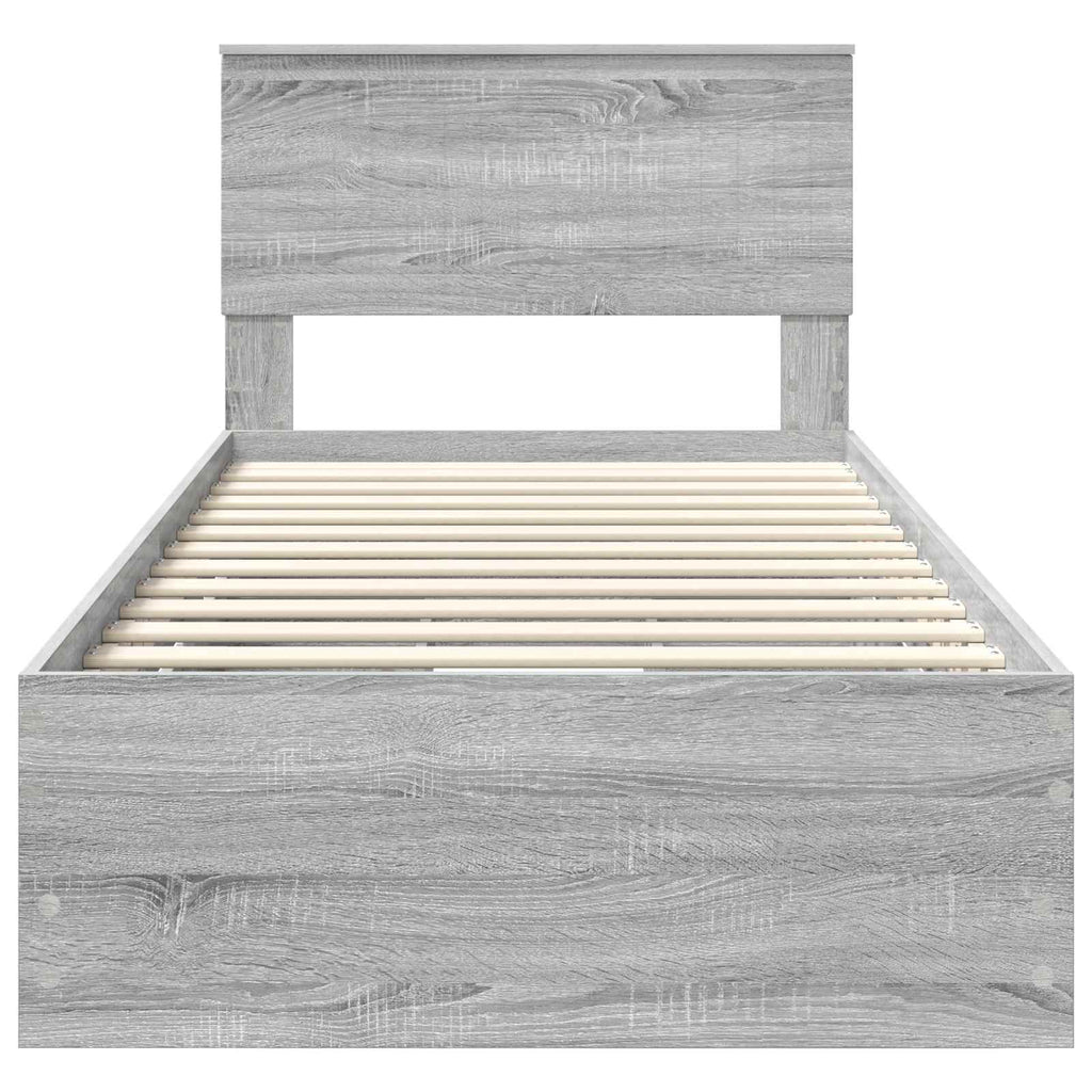 vidaXL Ramka łóżka Szary Sonoma 90 x 190 cm Drewno inżynieryjne