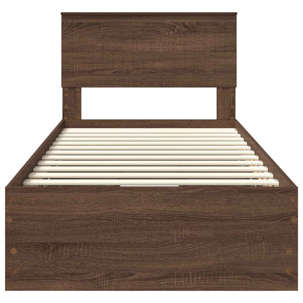 vidaXL Ramka łóżka Brązowy dąb 90 x 190 cm Drewno inżynieryjne