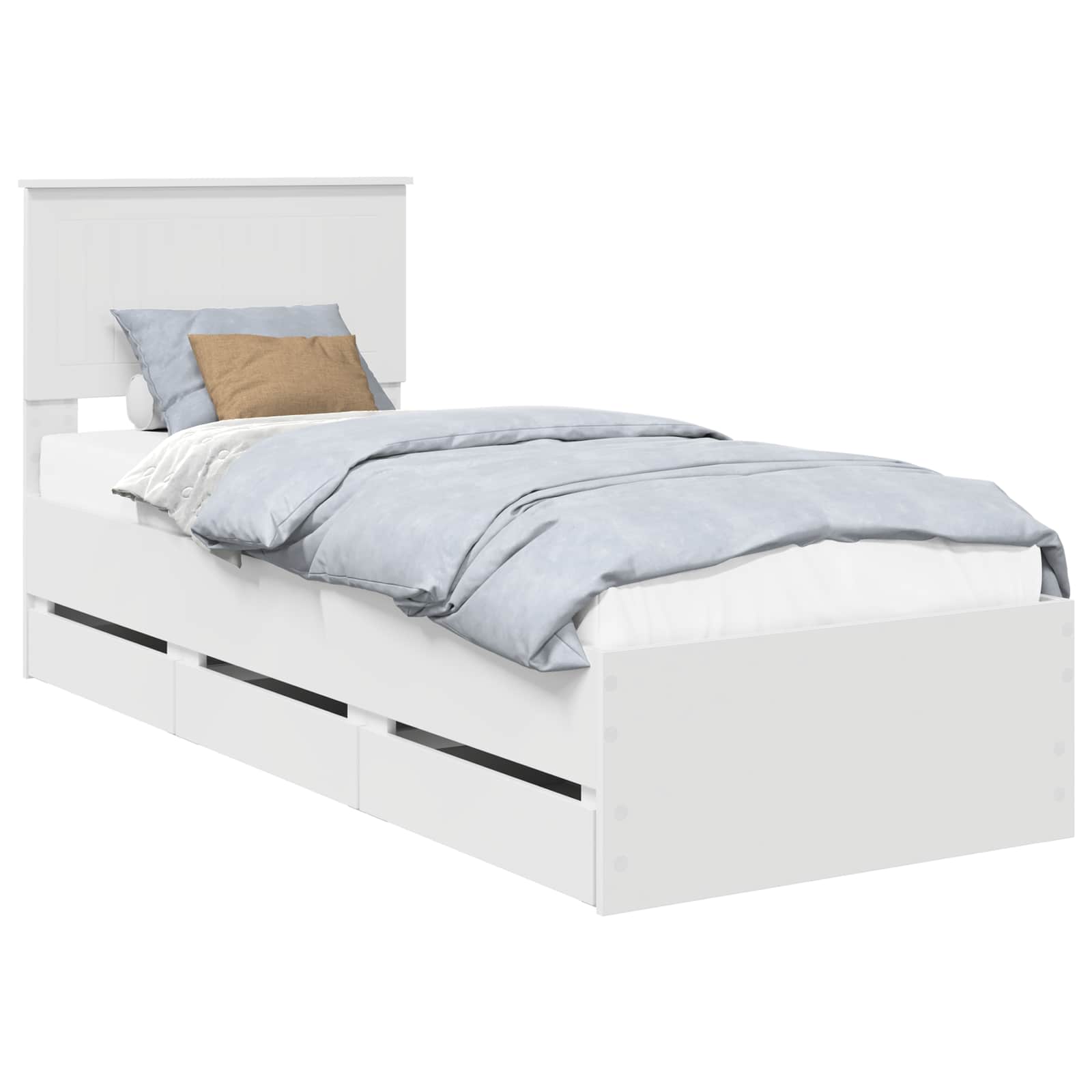 vidaXL Ramka łóżka z szufladą Biały 75 x 190 cm Drewno inżynieryjne