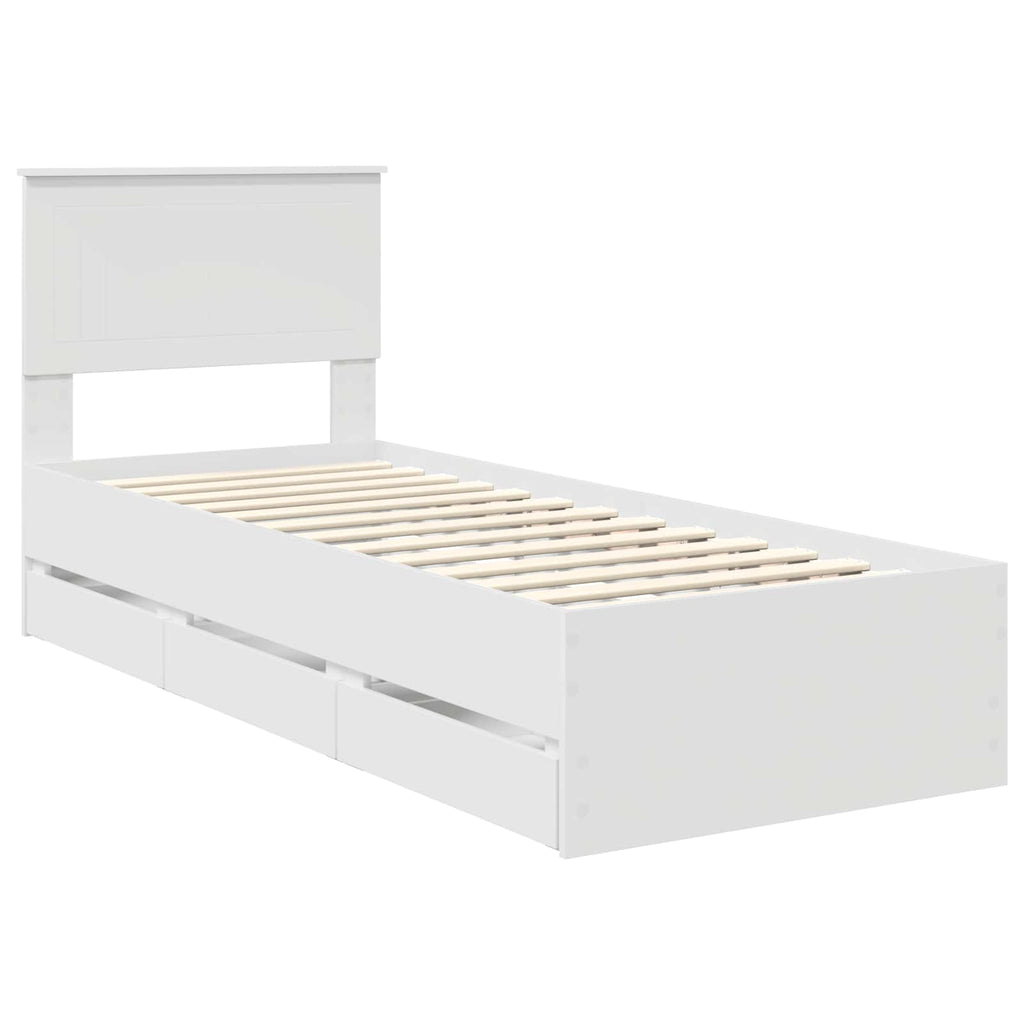 vidaXL Ramka łóżka z szufladą Biały 75 x 190 cm Drewno inżynieryjne