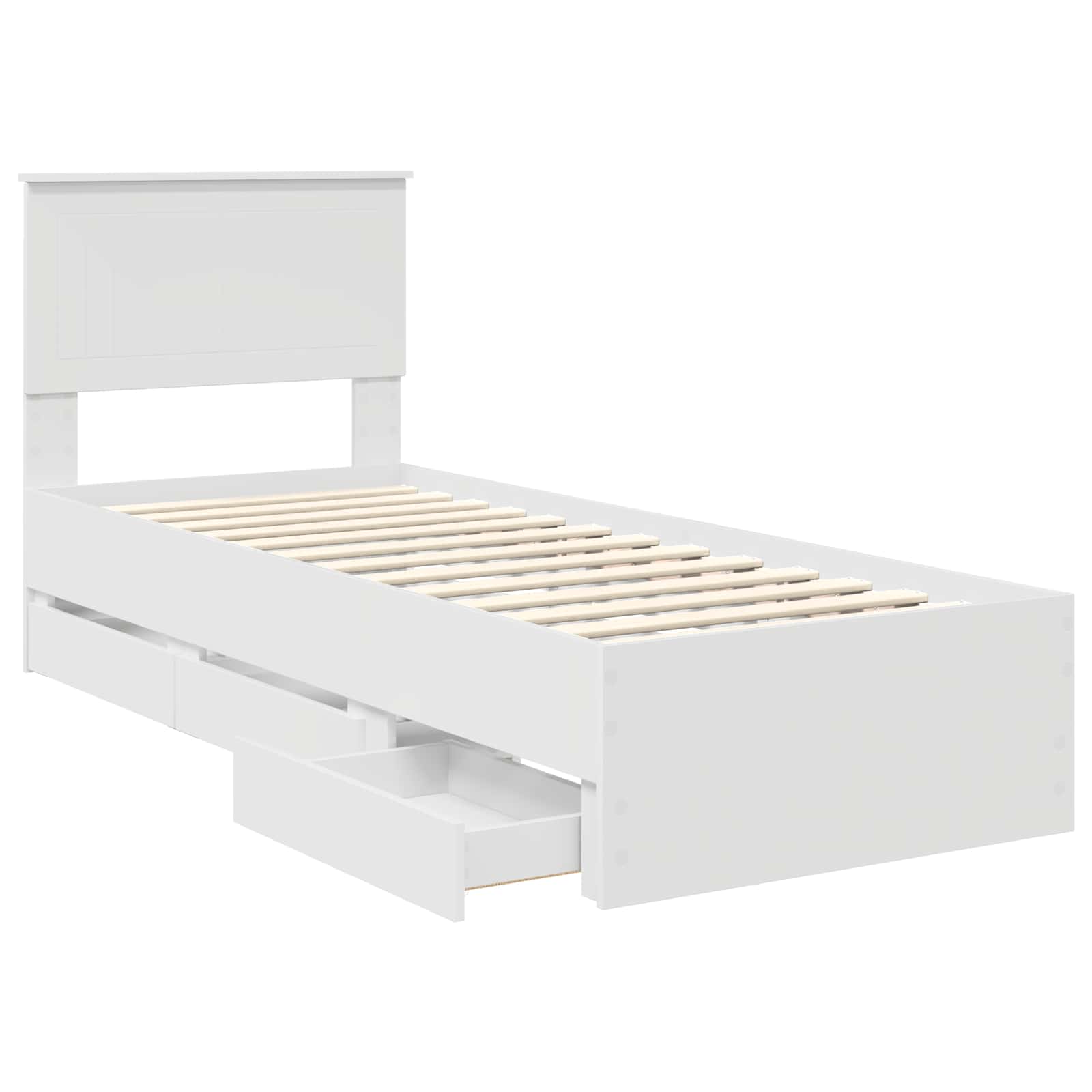 vidaXL Ramka łóżka z szufladą Biały 75 x 190 cm Drewno inżynieryjne