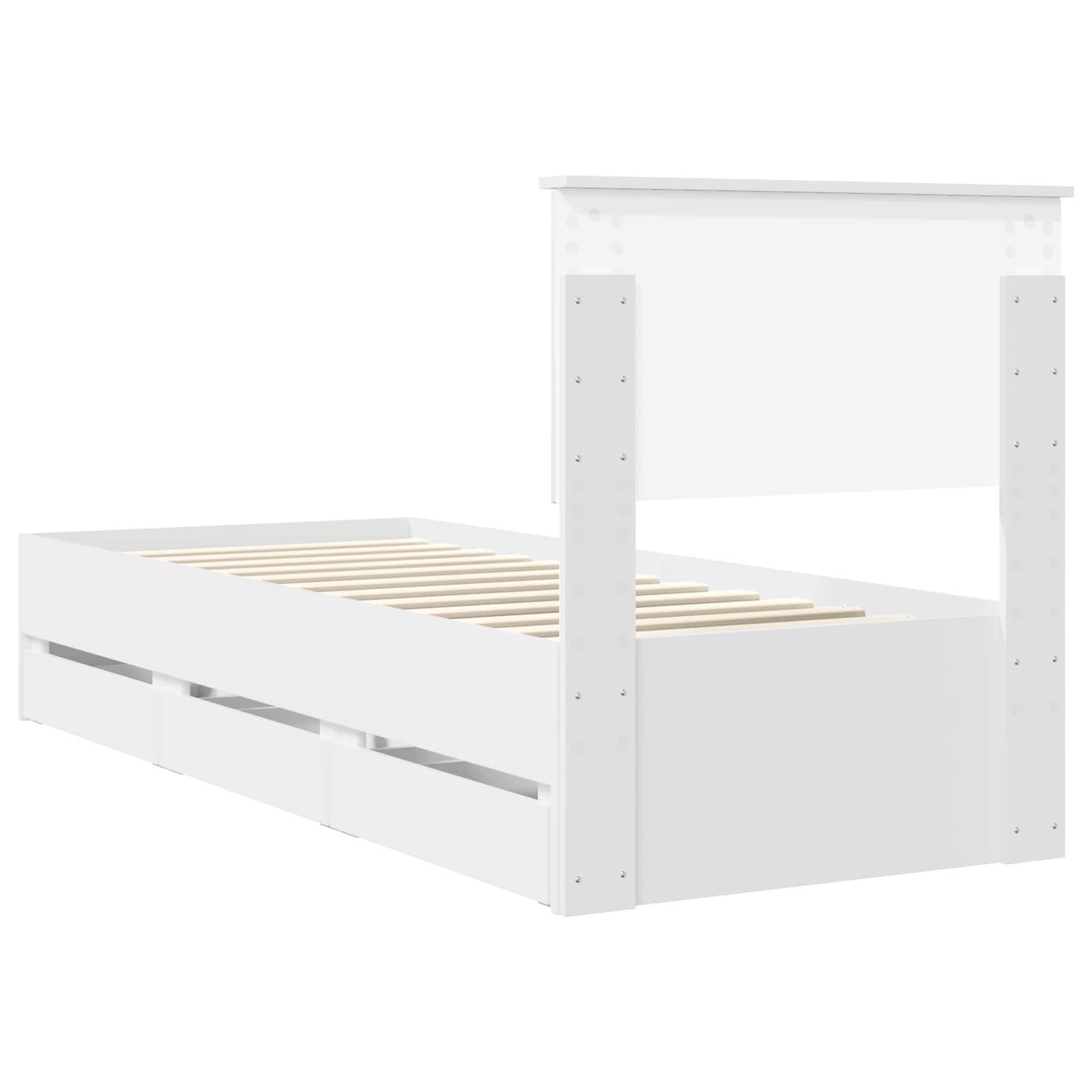 vidaXL Ramka łóżka z szufladą Biały 75 x 190 cm Drewno inżynieryjne