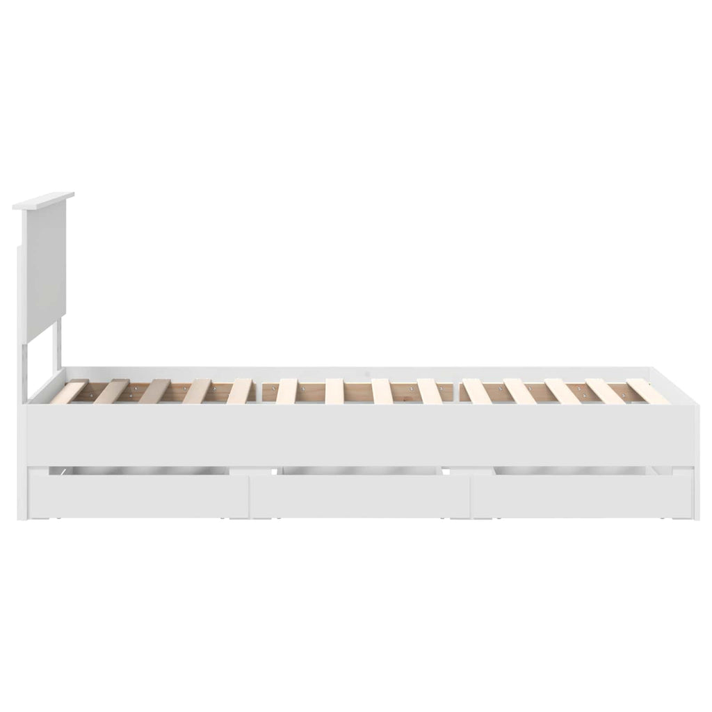 vidaXL Ramka łóżka z szufladą Biały 75 x 190 cm Drewno inżynieryjne