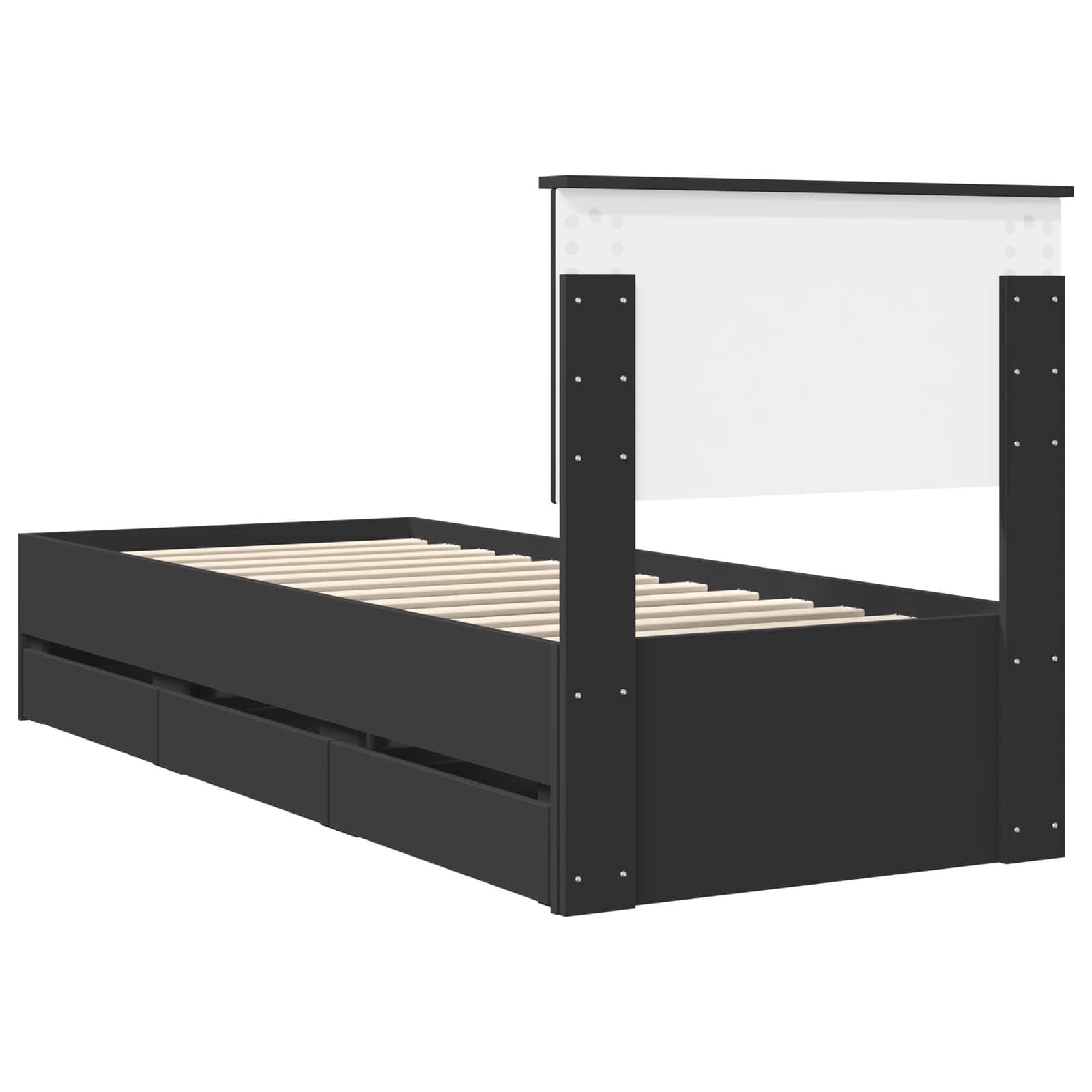 vidaXL Ramka łóżka z szufladą Czarny 75 x 190 cm Drewno inżynieryjne