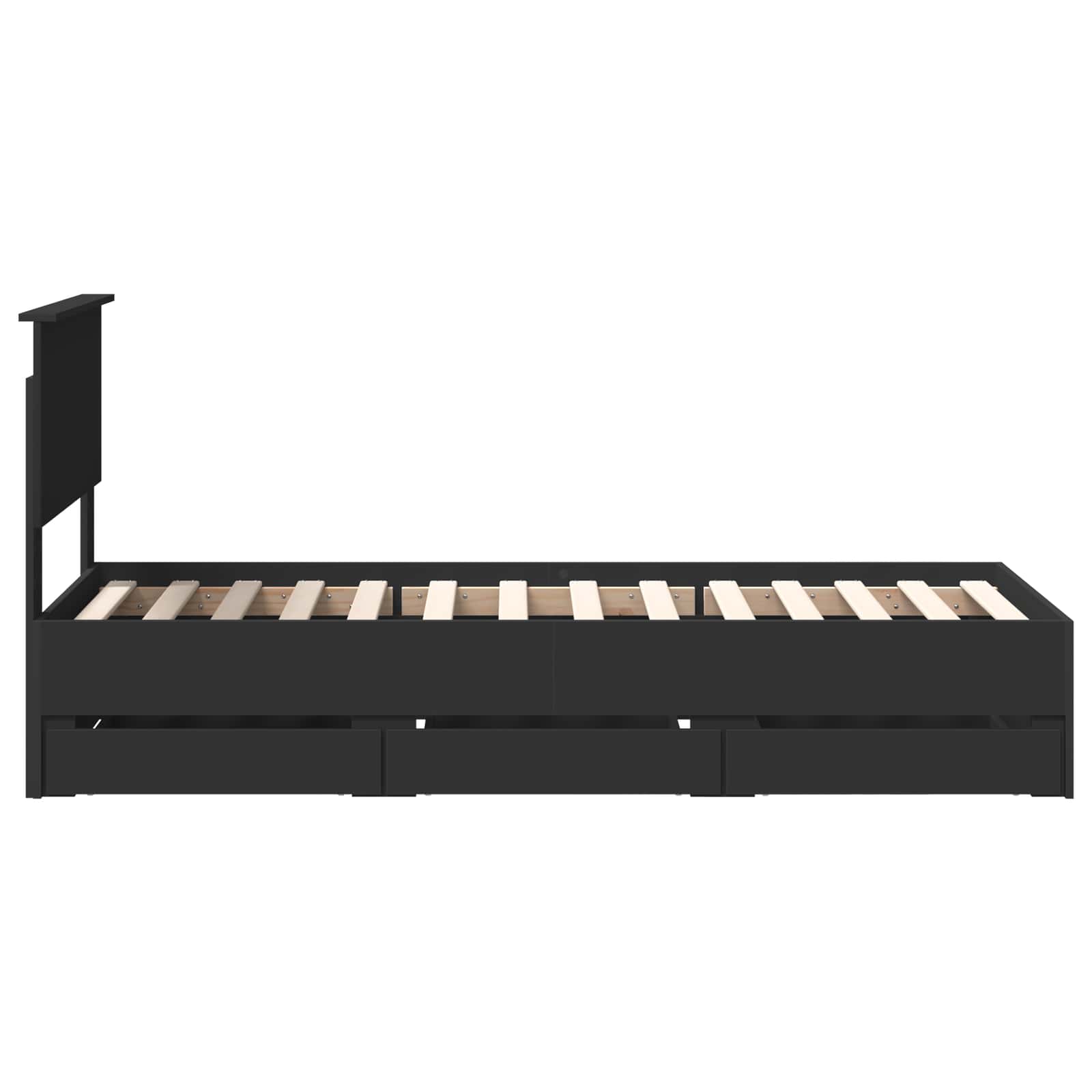 vidaXL Ramka łóżka z szufladą Czarny 75 x 190 cm Drewno inżynieryjne