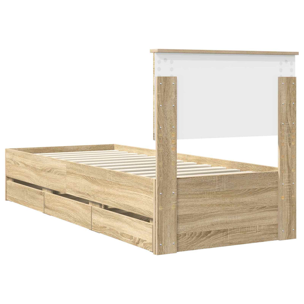 vidaXL Ramka łóżka Dąb Sonoma 75 x 190 cm Drewno inżynieryjne