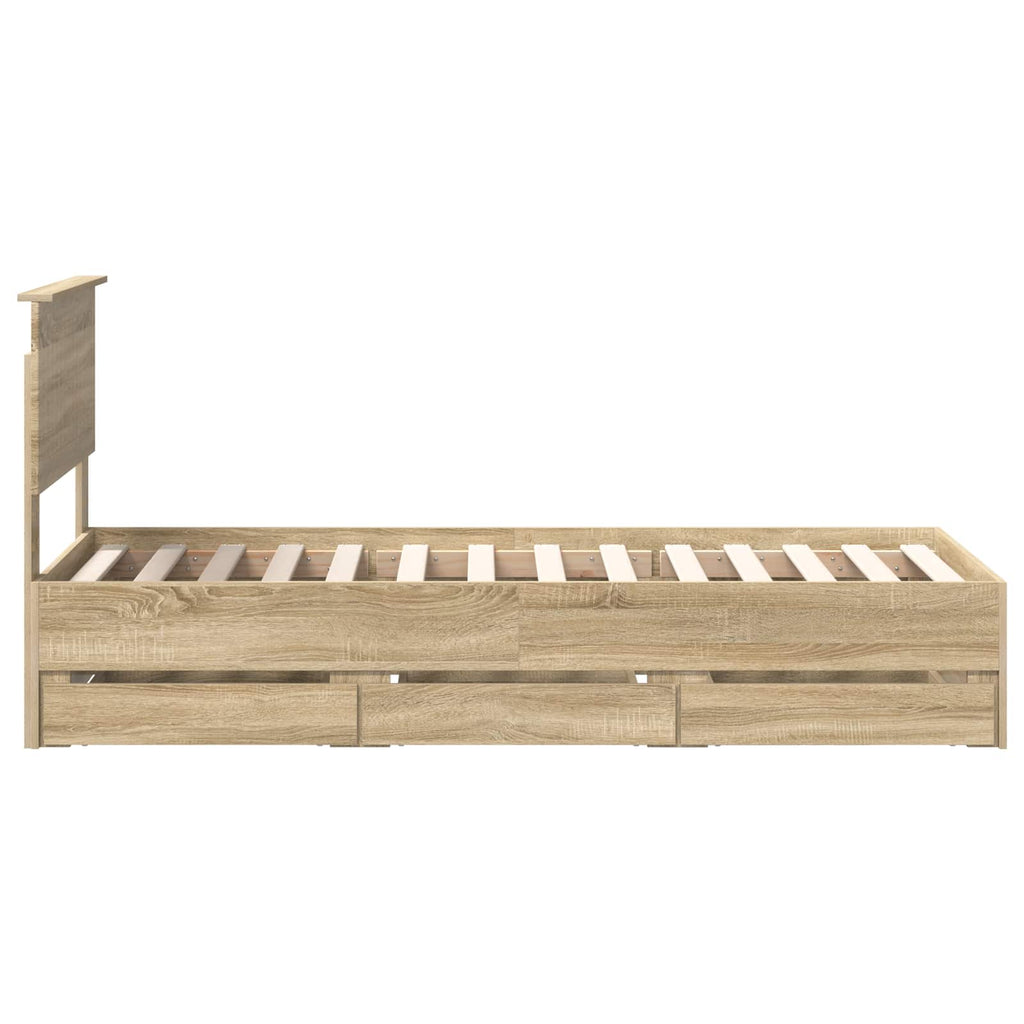 vidaXL Ramka łóżka Dąb Sonoma 75 x 190 cm Drewno inżynieryjne