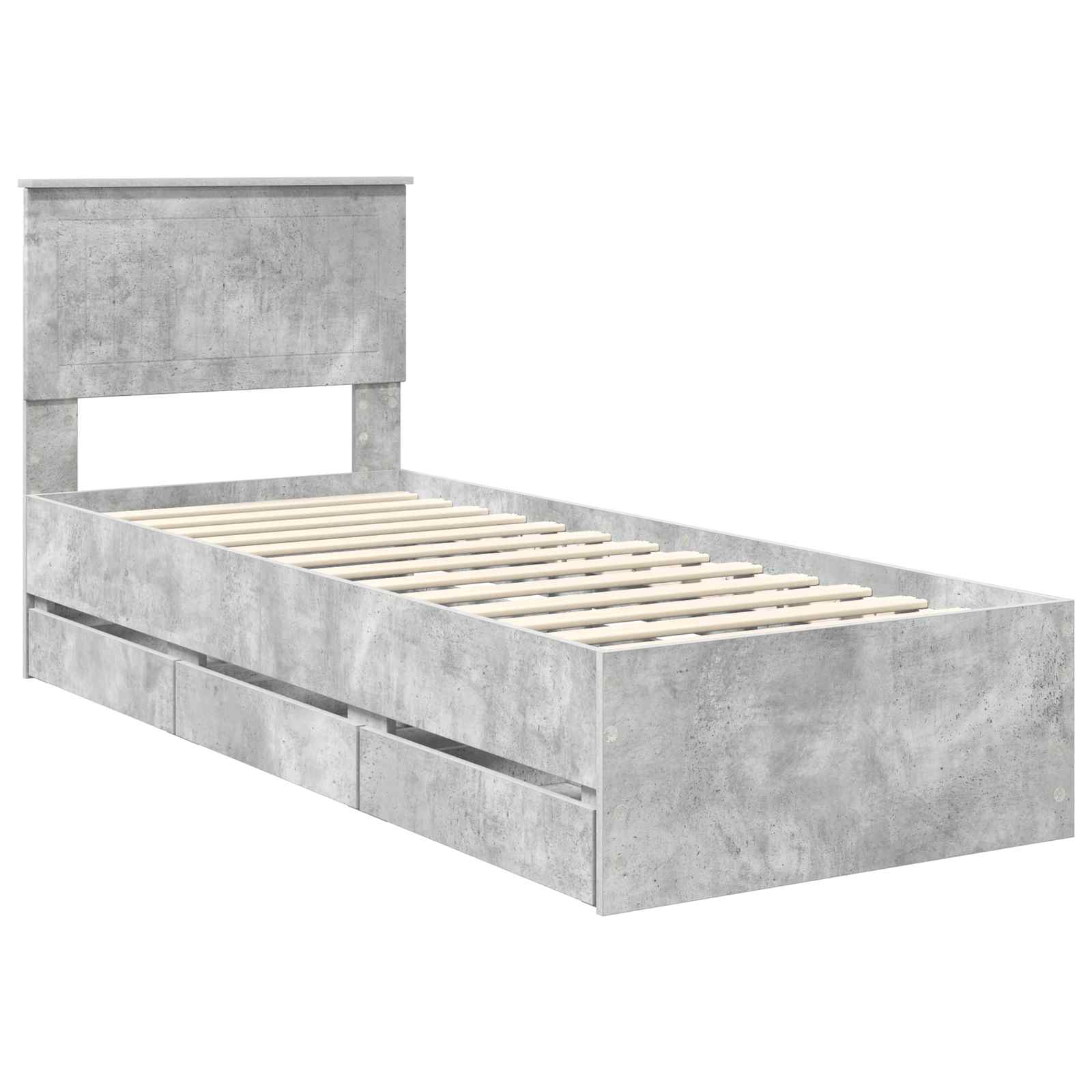 vidaXL Ramka łóżka Betonowy szary 75 x 190 cm Drewno inżynieryjne