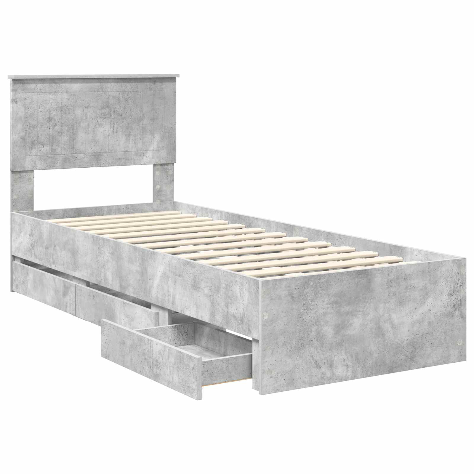vidaXL Ramka łóżka Betonowy szary 75 x 190 cm Drewno inżynieryjne
