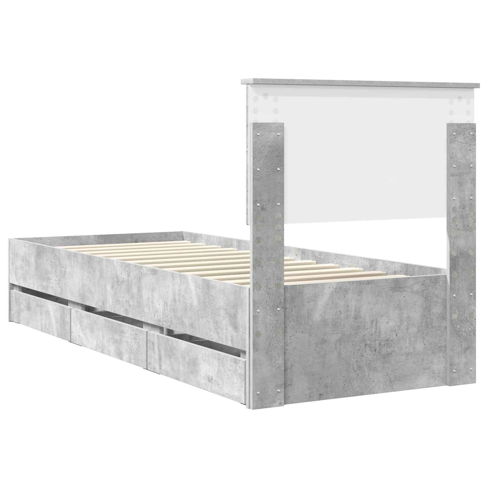 vidaXL Ramka łóżka Betonowy szary 75 x 190 cm Drewno inżynieryjne