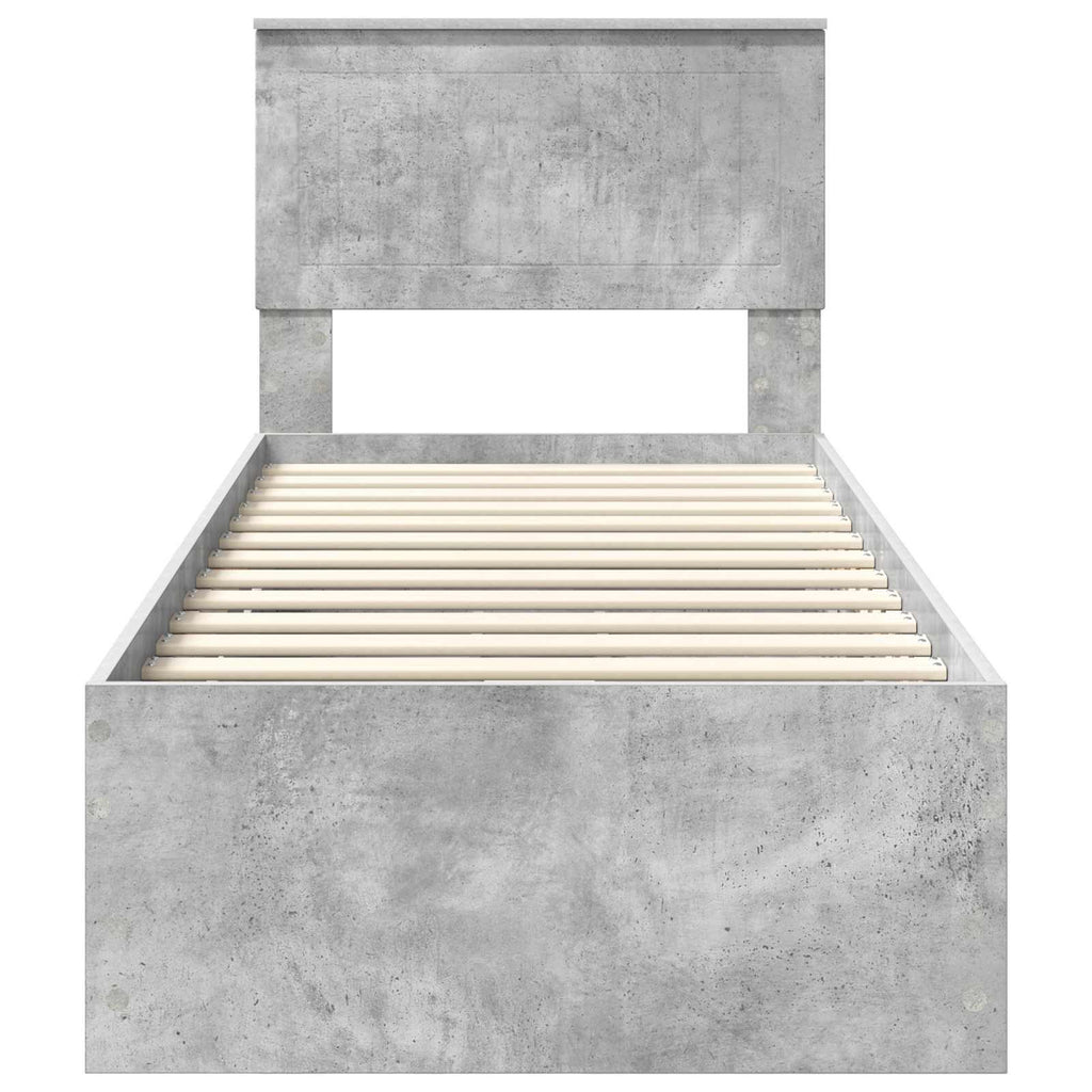 vidaXL Ramka łóżka Betonowy szary 75 x 190 cm Drewno inżynieryjne