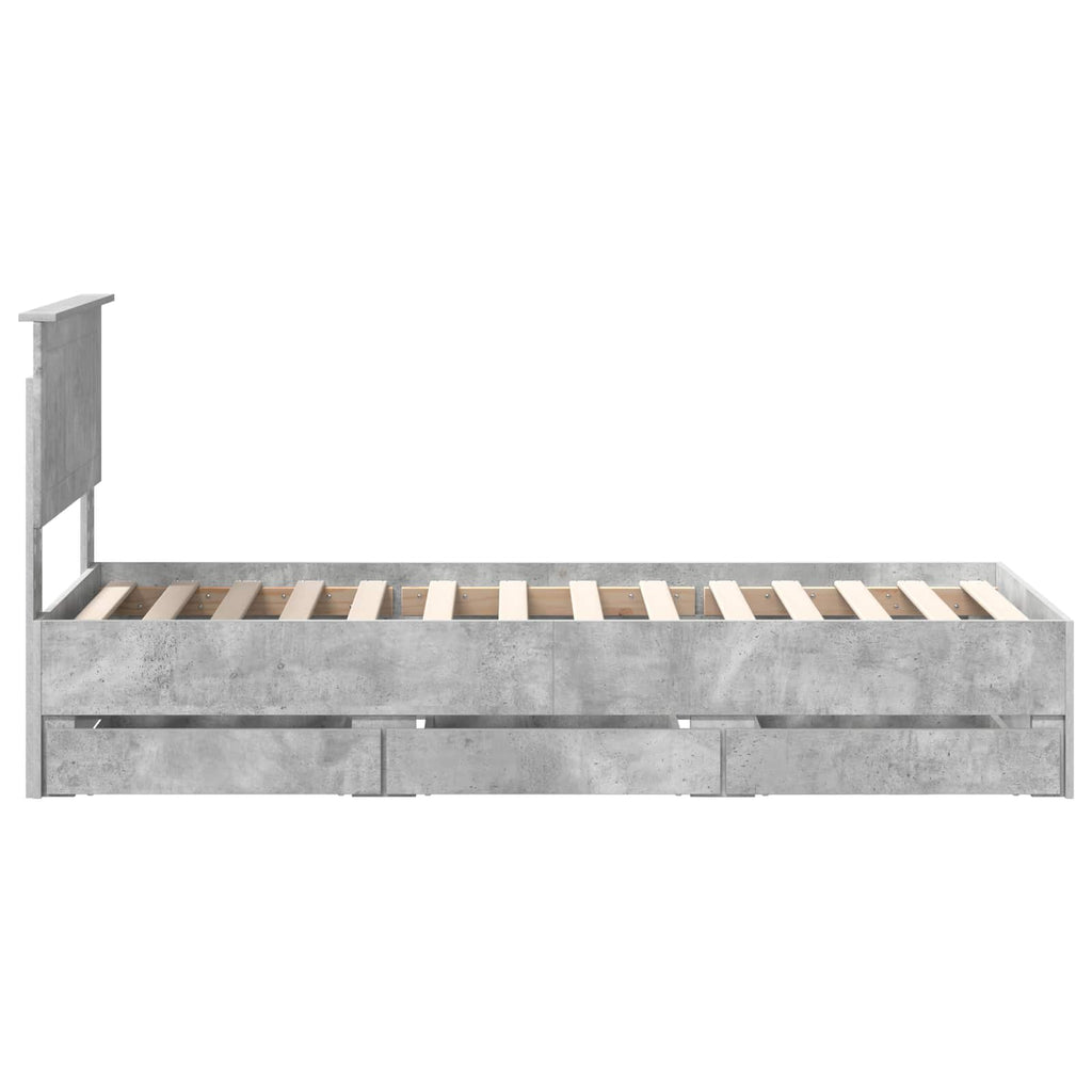 vidaXL Ramka łóżka Betonowy szary 75 x 190 cm Drewno inżynieryjne