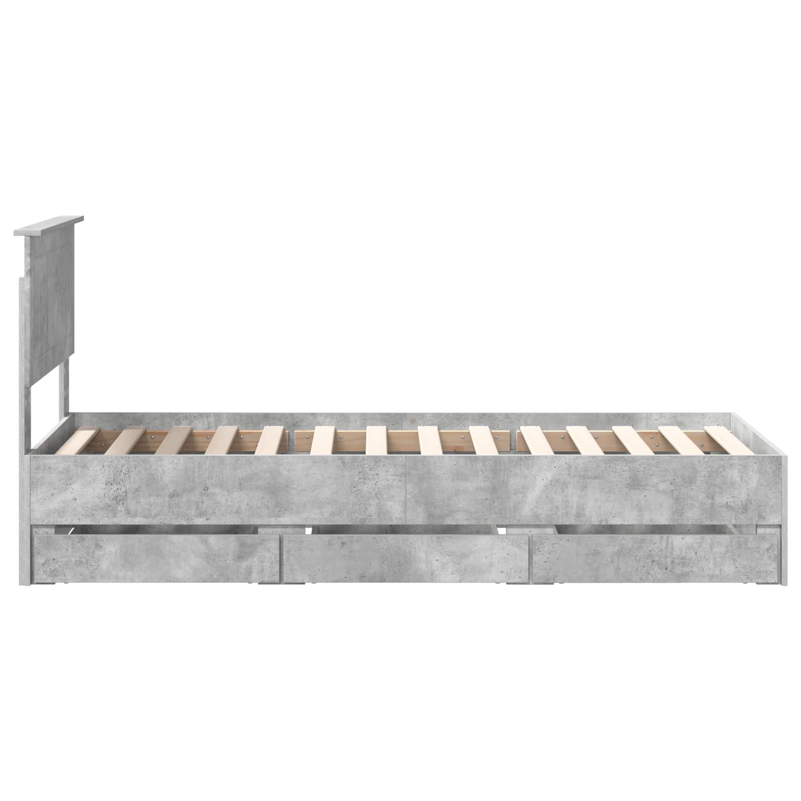 vidaXL Ramka łóżka Betonowy szary 75 x 190 cm Drewno inżynieryjne