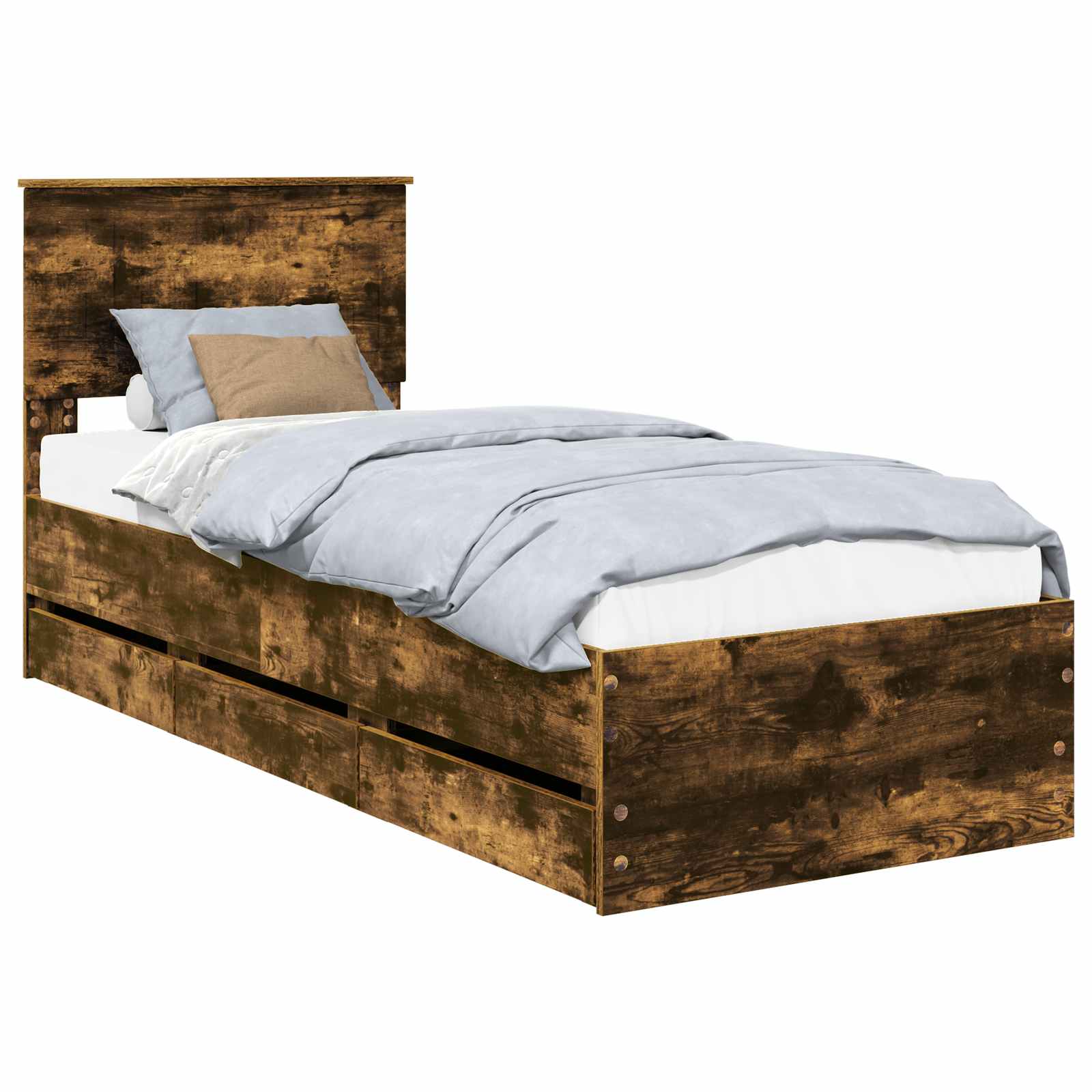 vidaXL Ramka łóżka Dąb wędzony 75 x 190 cm Drewno inżynieryjne