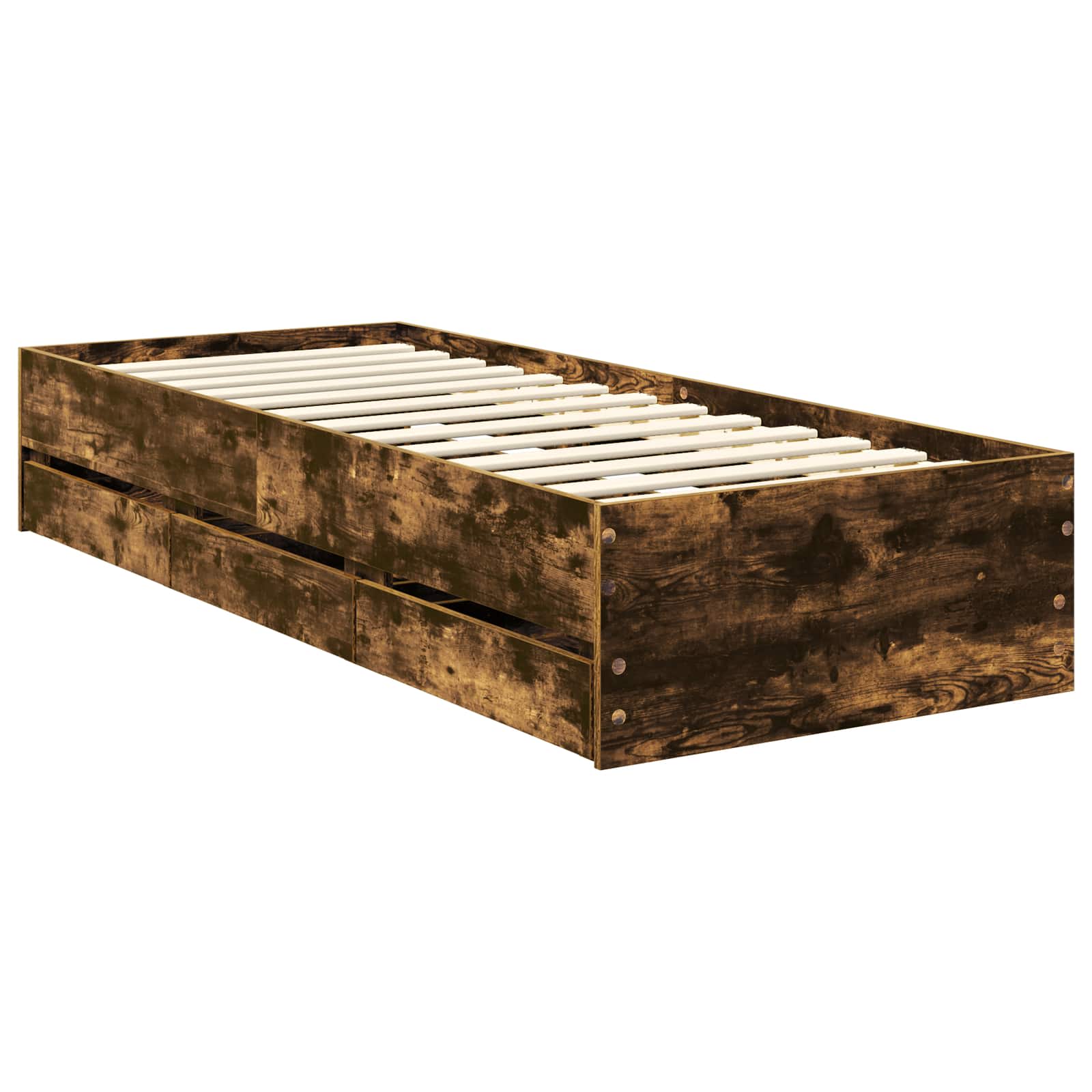 vidaXL Ramka łóżka Dąb wędzony 75 x 190 cm Drewno inżynieryjne