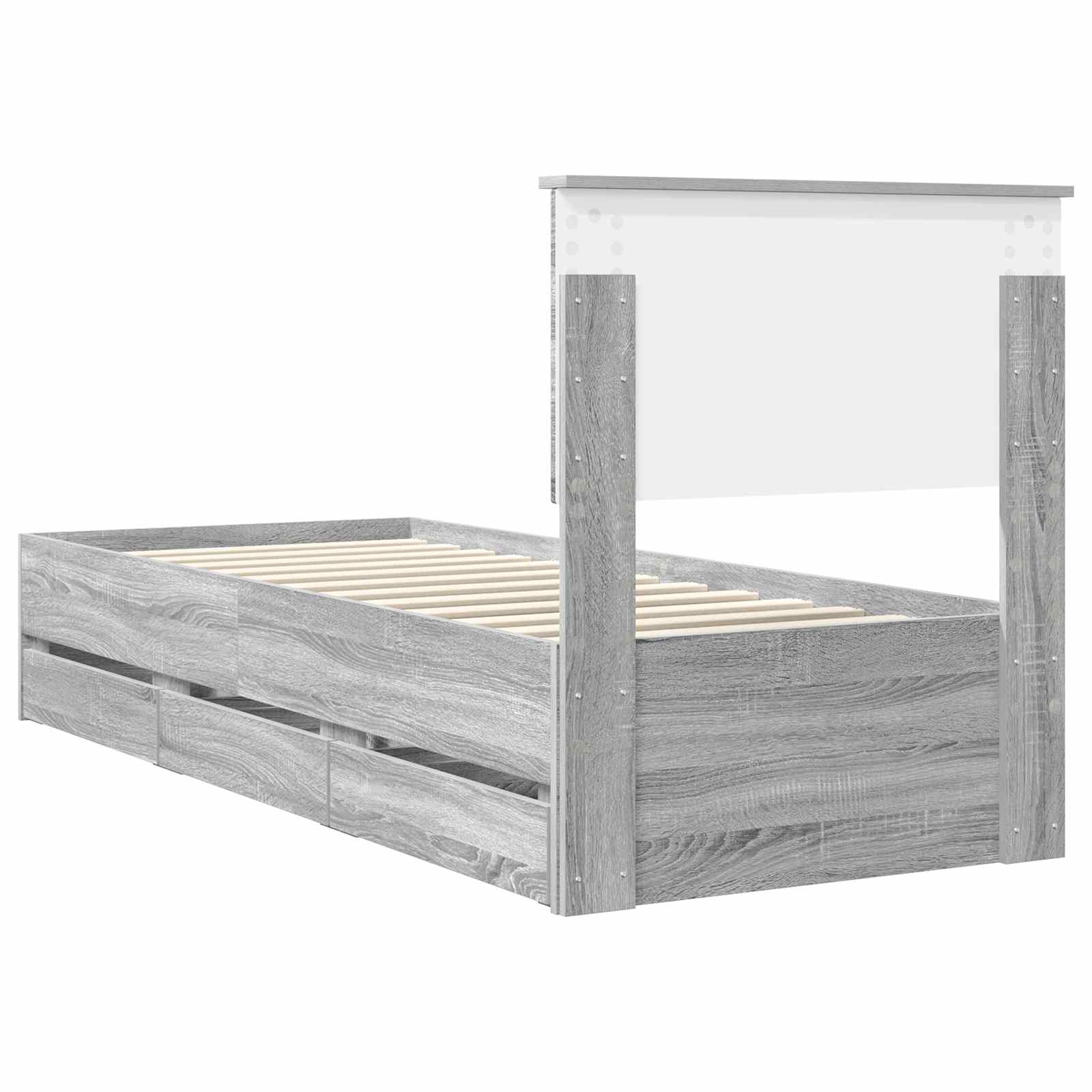 vidaXL Ramka łóżka Szary Sonoma 75 x 190 cm Drewno inżynieryjne