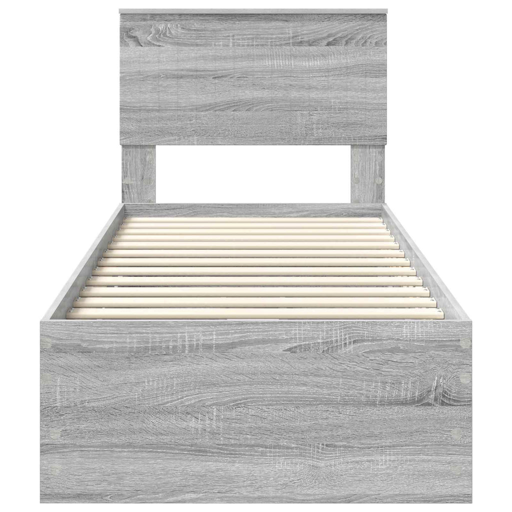 vidaXL Ramka łóżka Szary Sonoma 75 x 190 cm Drewno inżynieryjne