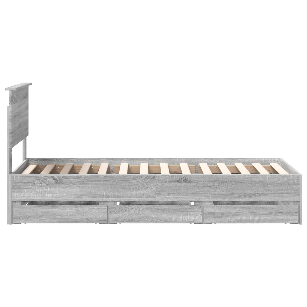 vidaXL Ramka łóżka Szary Sonoma 75 x 190 cm Drewno inżynieryjne