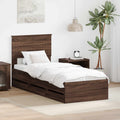 vidaXL Ramka łóżka Brązowy dąb 75 x 190 cm Drewno inżynieryjne
