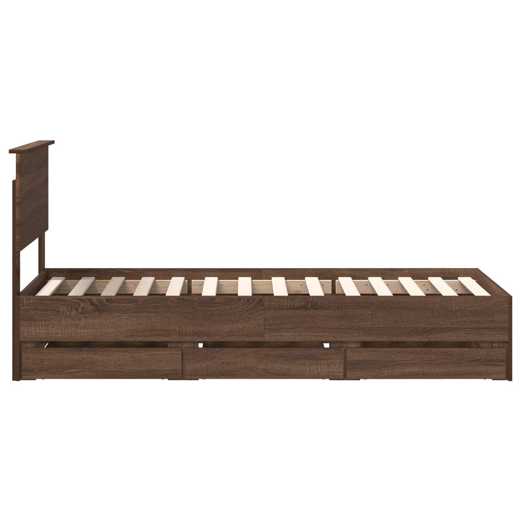 vidaXL Ramka łóżka Brązowy dąb 75 x 190 cm Drewno inżynieryjne