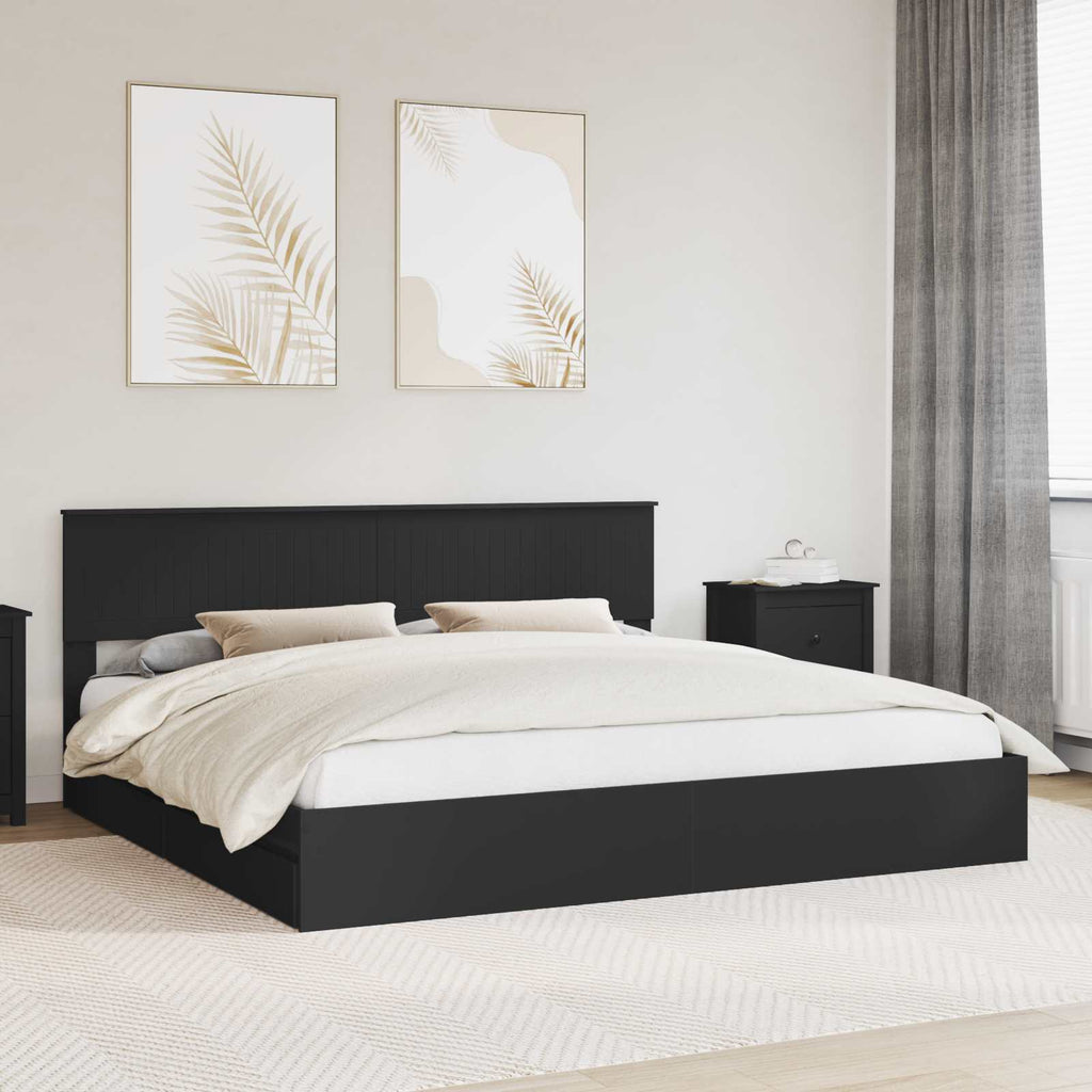 vidaXL Łóżko z miejscem do przechowywania Czarny 200 x 200 cm