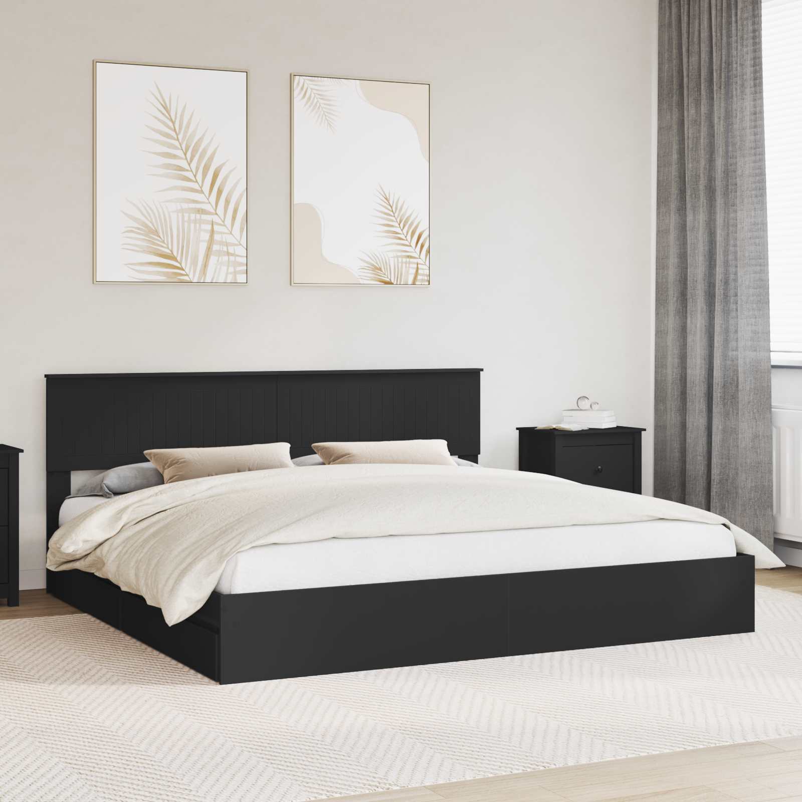 vidaXL Łóżko z miejscem do przechowywania Czarny 200 x 200 cm