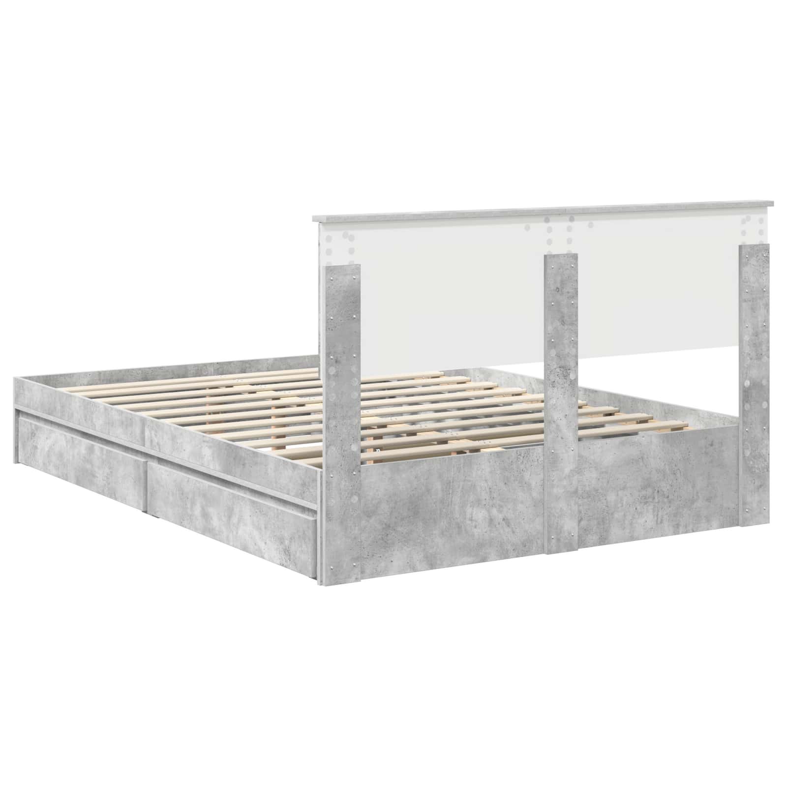 vidaXL Łóżko z miejscem do przechowywania Betonowy szary 135 x 190 cm