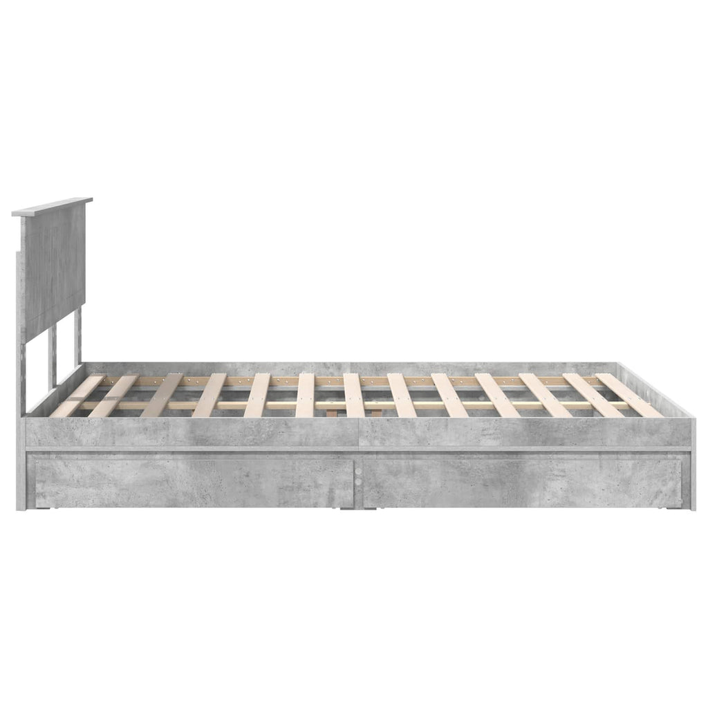 vidaXL Łóżko z miejscem do przechowywania Betonowy szary 135 x 190 cm