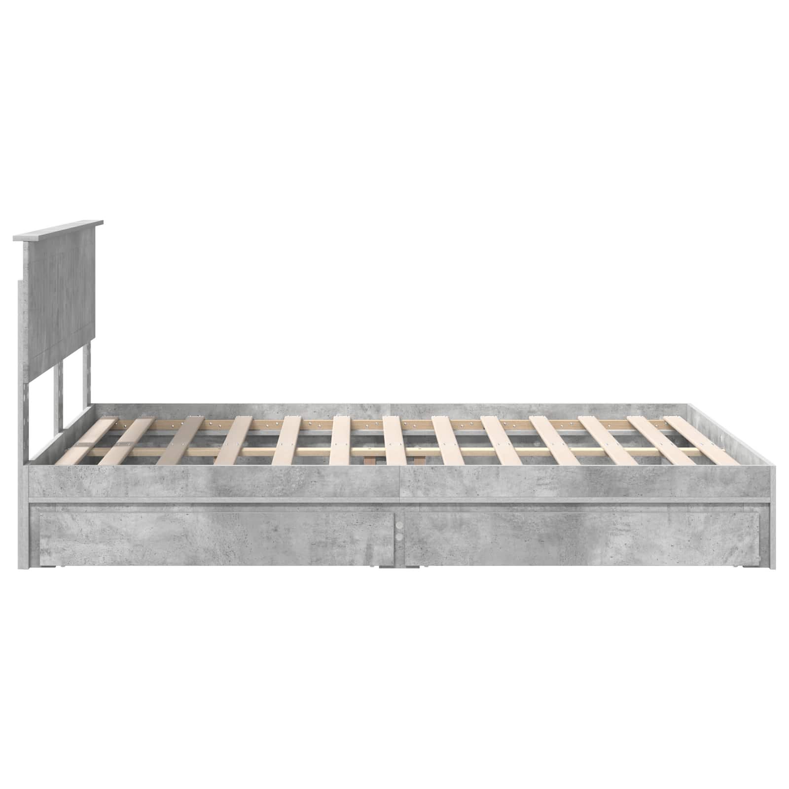 vidaXL Łóżko z miejscem do przechowywania Betonowy szary 135 x 190 cm