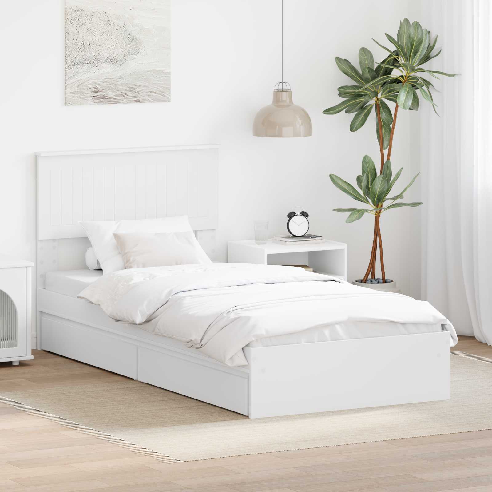 vidaXL Łóżko z miejscem do przechowywania z szufladą Biały 90 x 200 cm