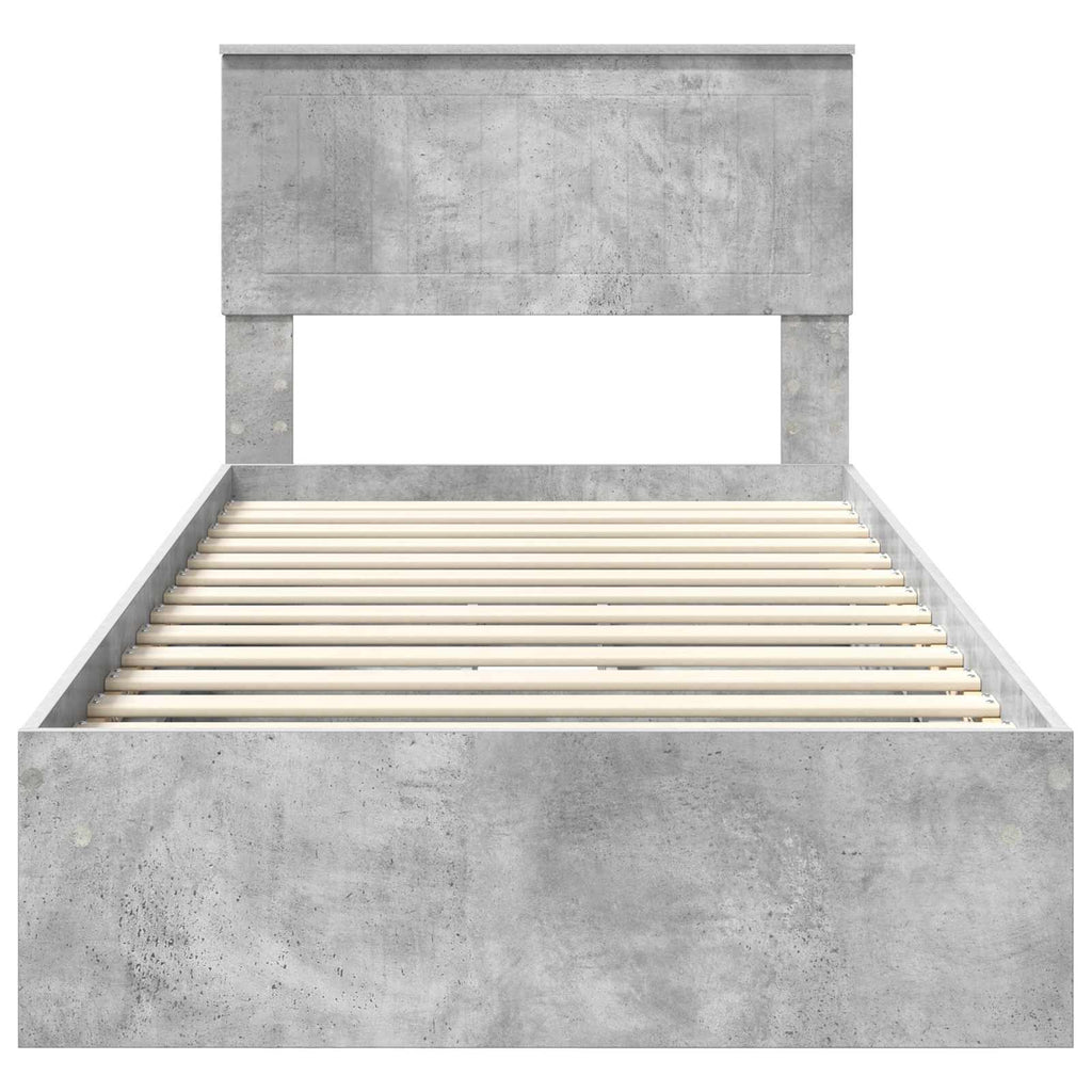 vidaXL Łóżko z miejscem do przechowywania Betonowy szary 90 x 190 cm
