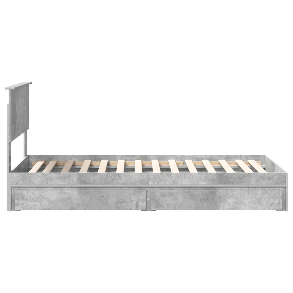 vidaXL Łóżko z miejscem do przechowywania Betonowy szary 90 x 190 cm