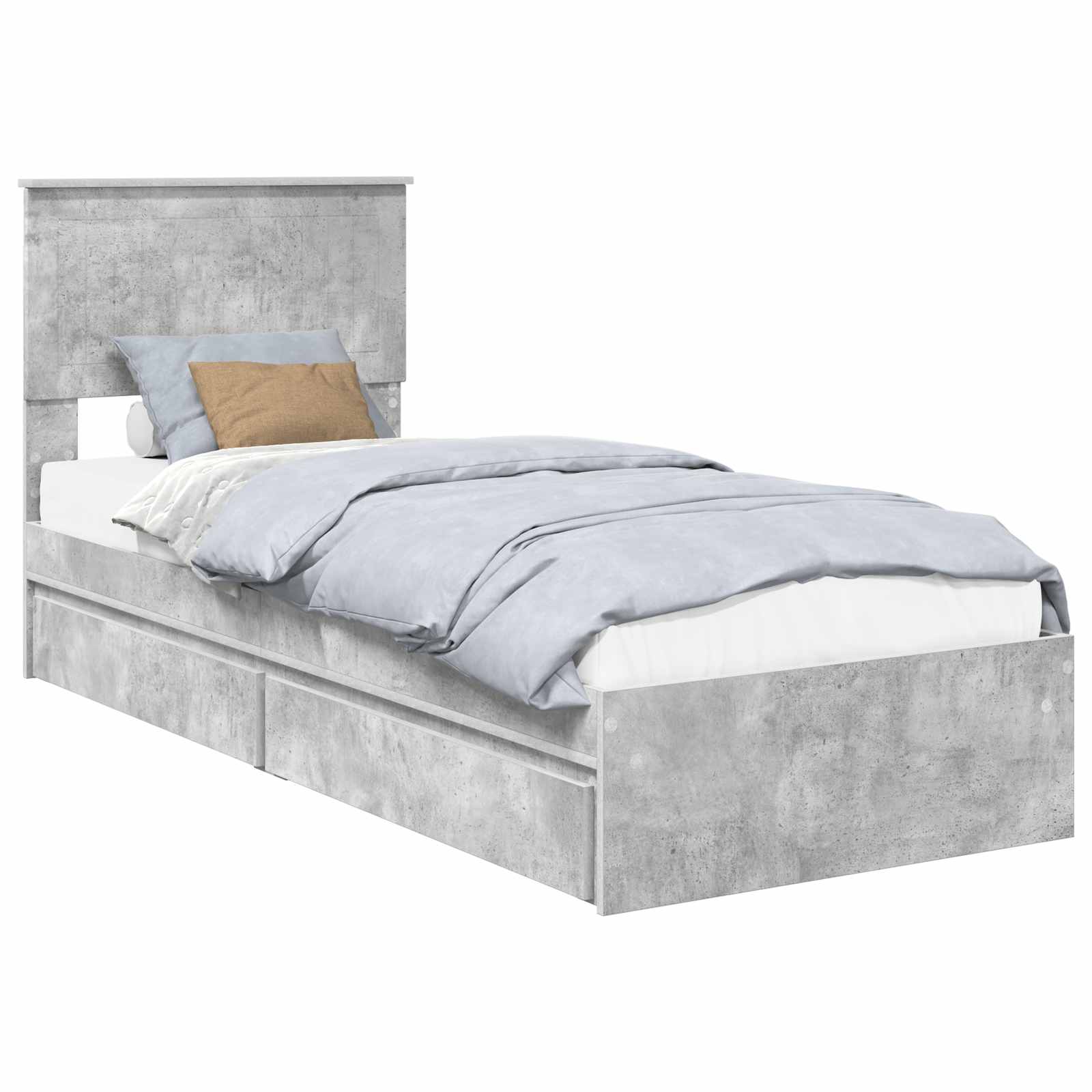 vidaXL Łóżko z miejscem do przechowywania Betonowy szary 75 x 190 cm