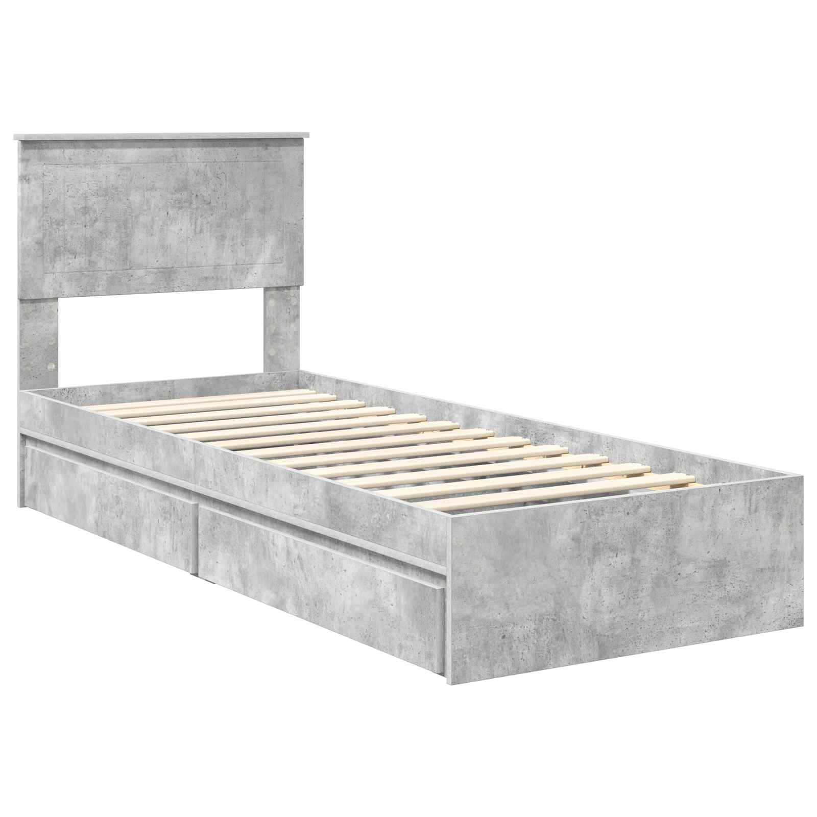 vidaXL Łóżko z miejscem do przechowywania Betonowy szary 75 x 190 cm