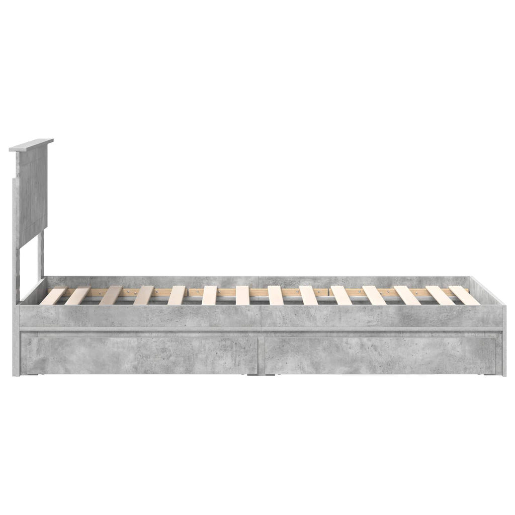 vidaXL Łóżko z miejscem do przechowywania Betonowy szary 75 x 190 cm