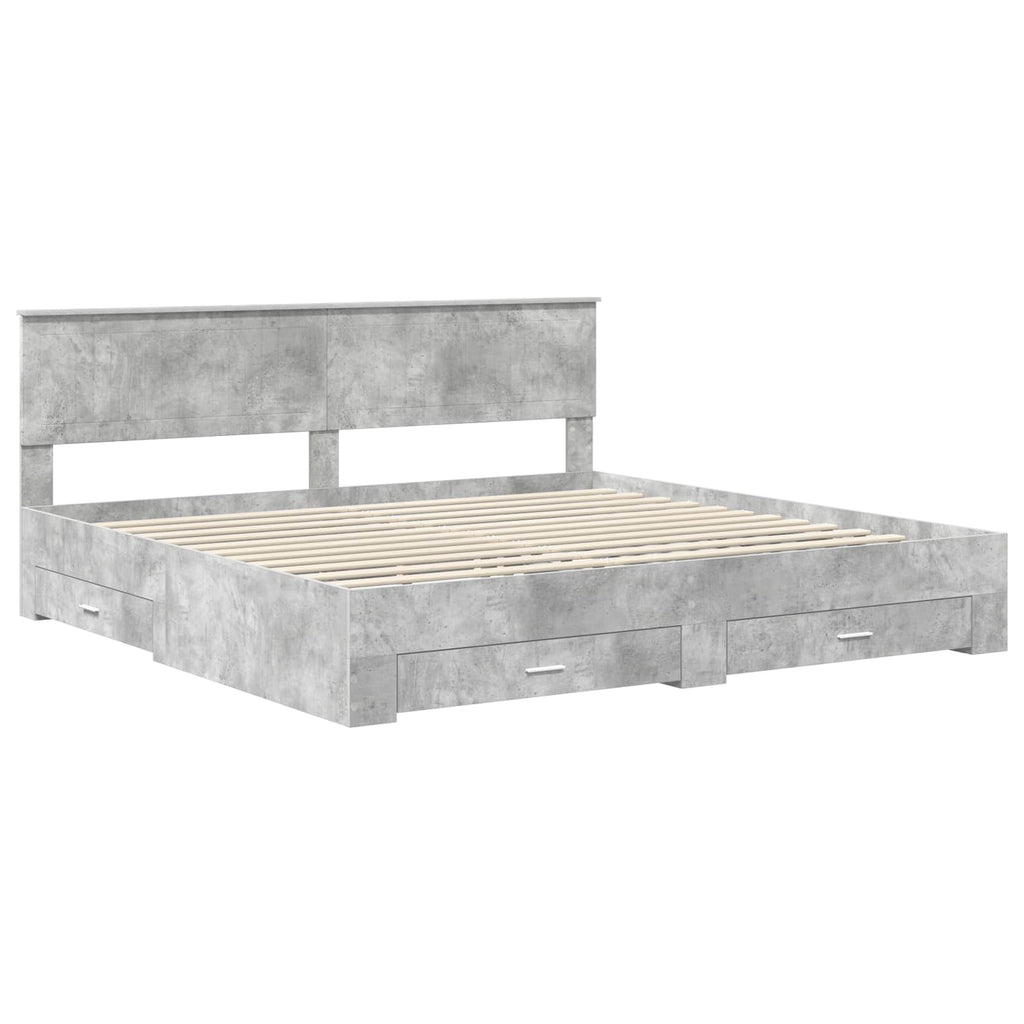 vidaXL Ramka łóżka Betonowy szary 200 x 200 cm Materiał drewnopochodny