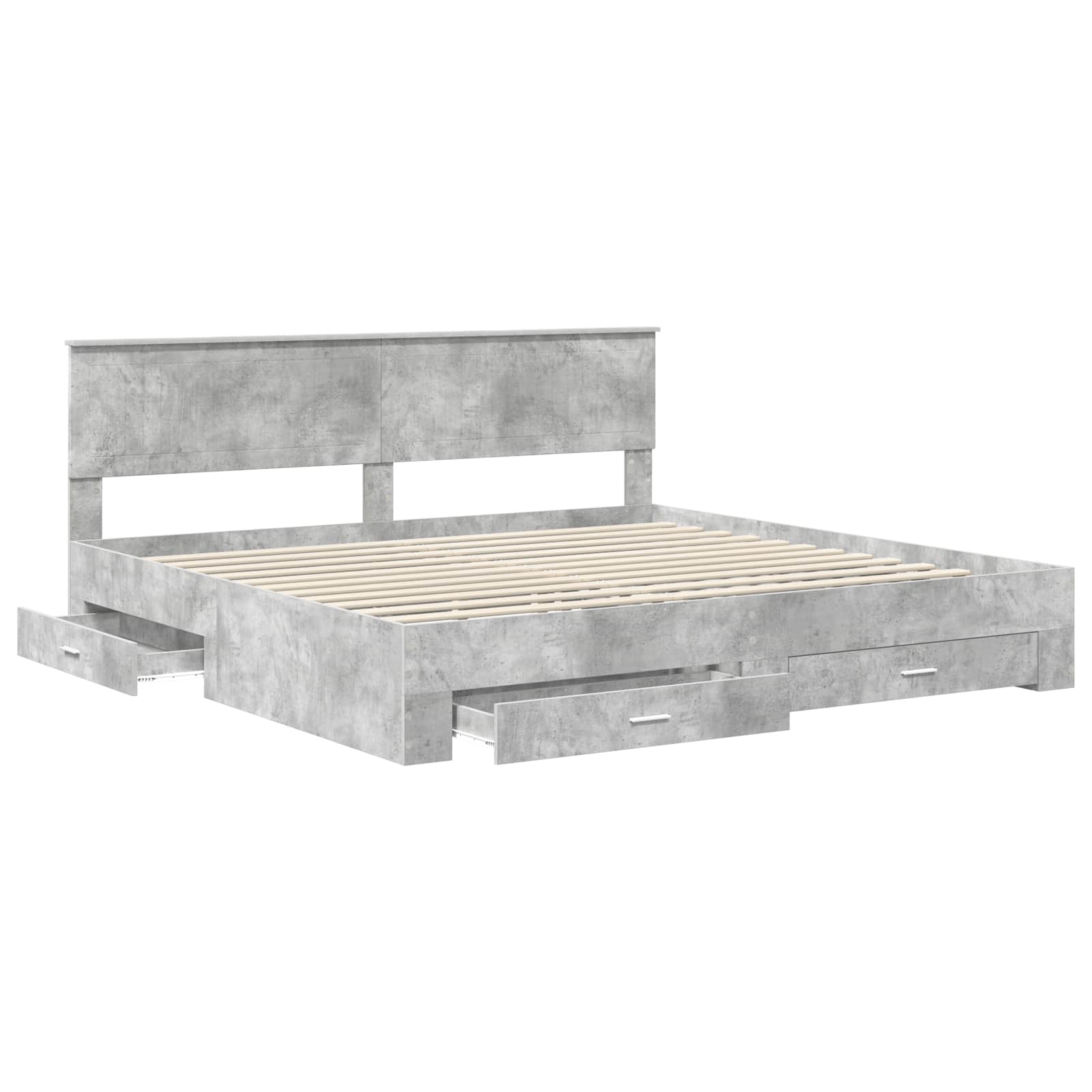 vidaXL Ramka łóżka Betonowy szary 200 x 200 cm Materiał drewnopochodny