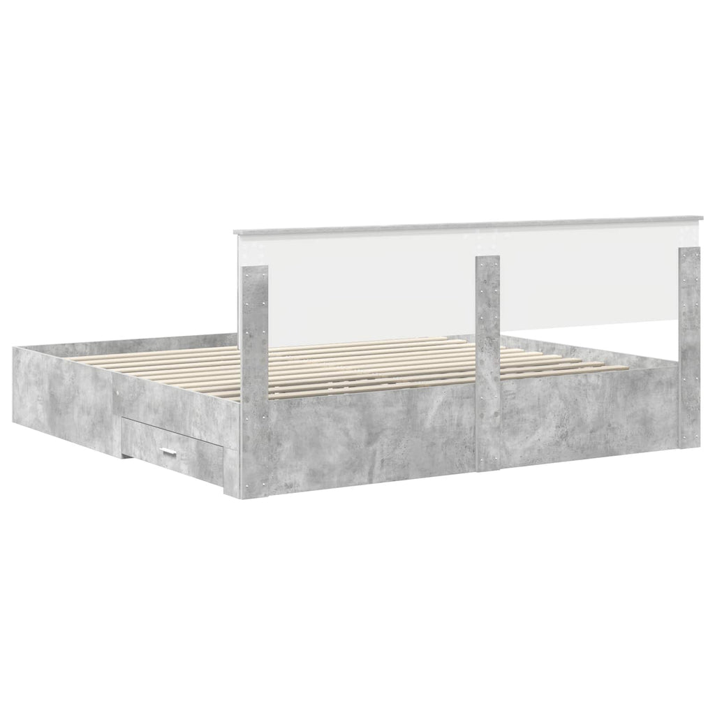 vidaXL Ramka łóżka Betonowy szary 200 x 200 cm Materiał drewnopochodny