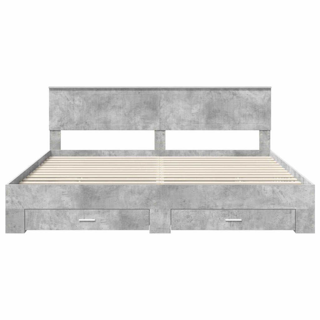 vidaXL Ramka łóżka Betonowy szary 200 x 200 cm Materiał drewnopochodny