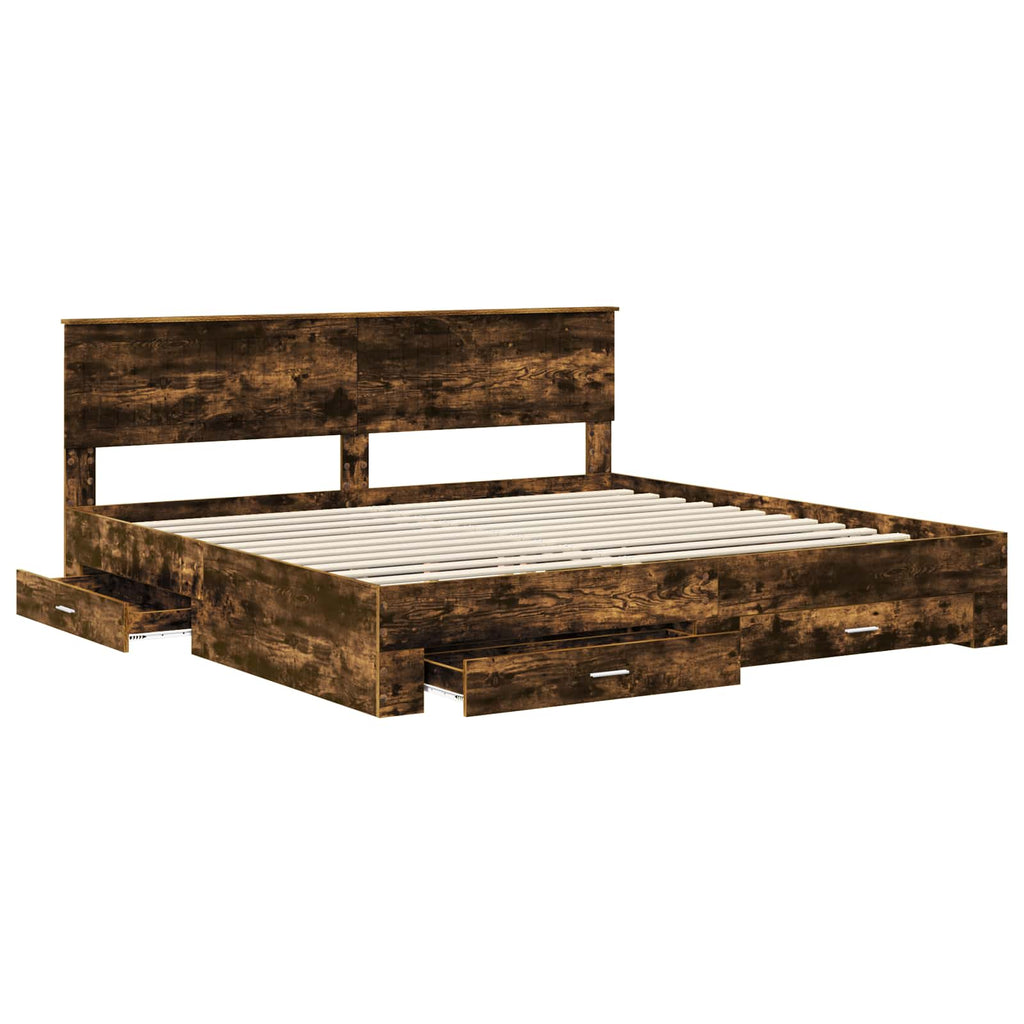 vidaXL Ramka łóżka Dąb wędzony 200 x 200 cm Materiał drewnopochodny