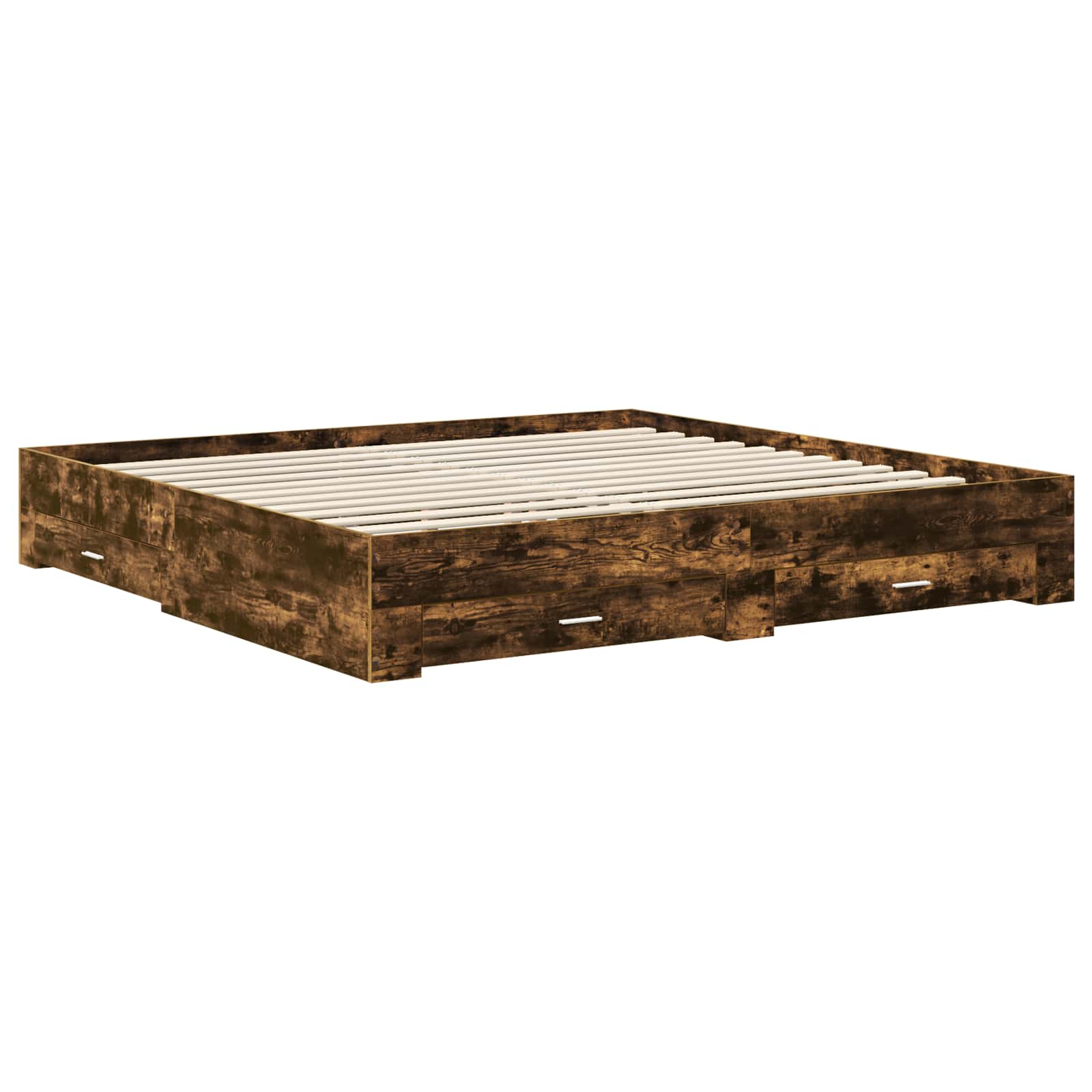 vidaXL Ramka łóżka Dąb wędzony 200 x 200 cm Materiał drewnopochodny