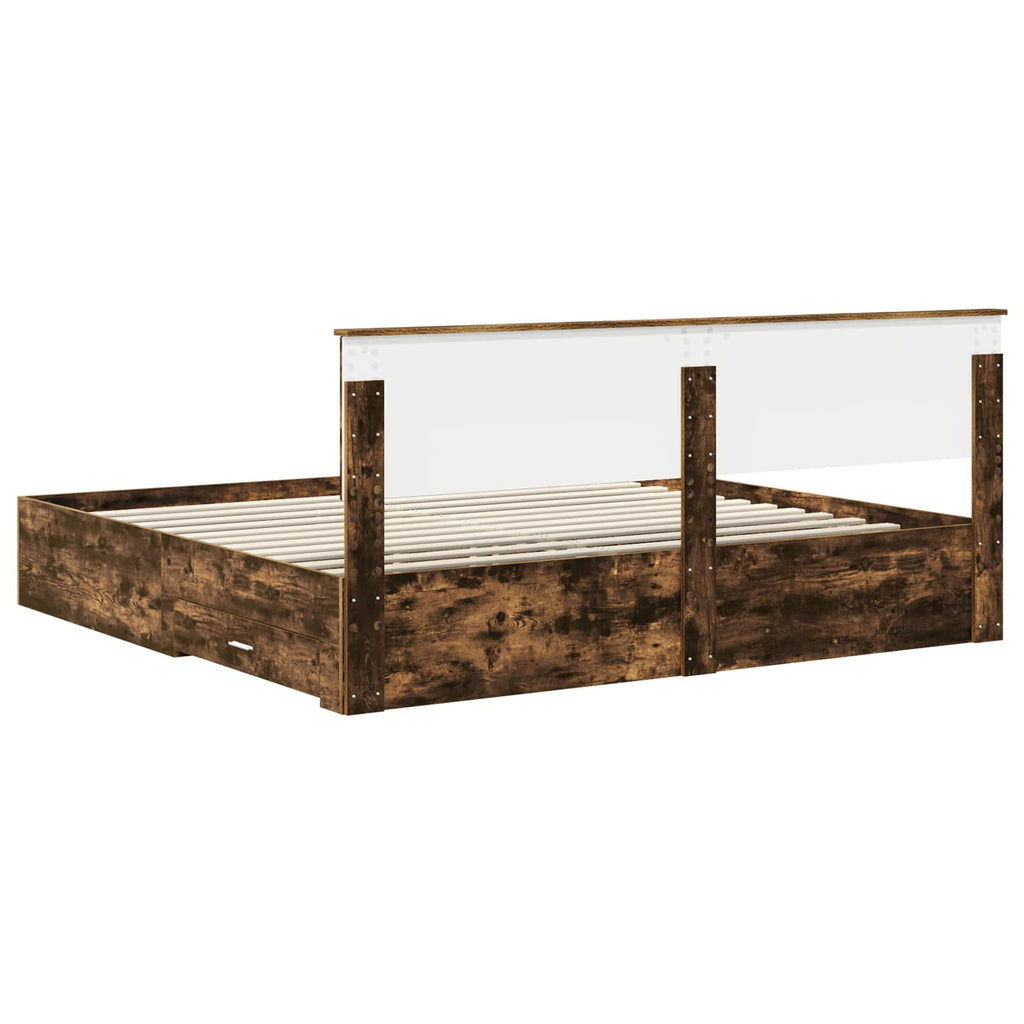 vidaXL Ramka łóżka Dąb wędzony 200 x 200 cm Materiał drewnopochodny