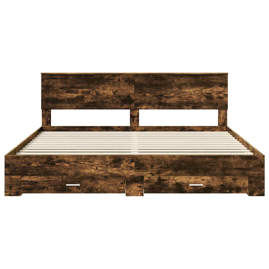 vidaXL Ramka łóżka Dąb wędzony 200 x 200 cm Materiał drewnopochodny