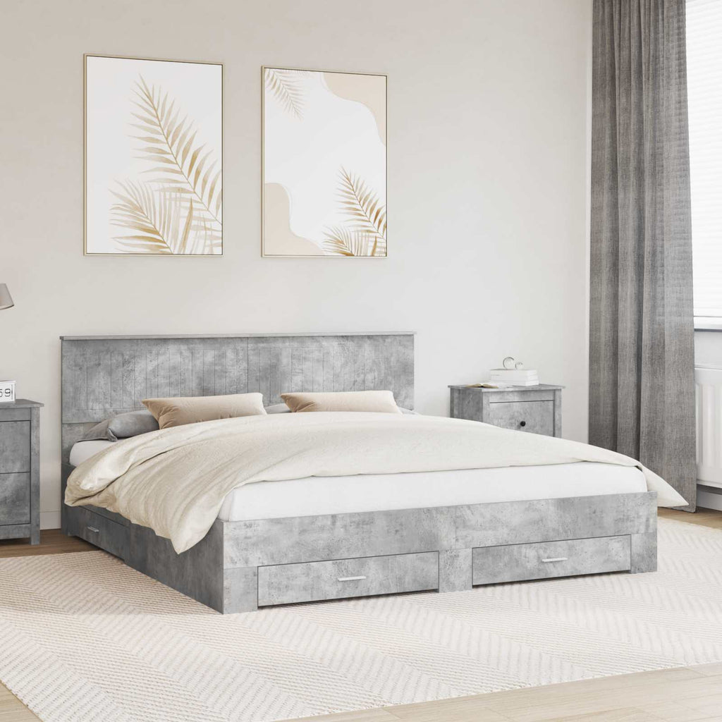 vidaXL Ramka łóżka Betonowy szary 180 x 200 cm Materiał drewnopochodny