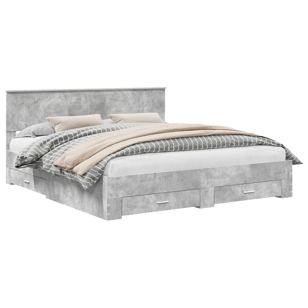vidaXL Ramka łóżka Betonowy szary 180 x 200 cm Materiał drewnopochodny