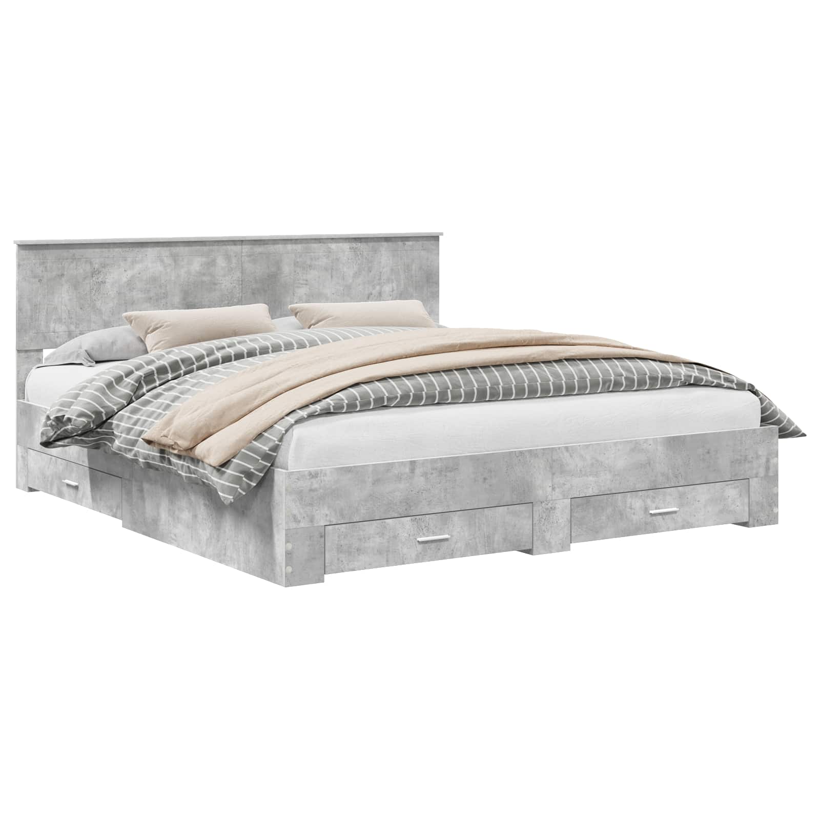 vidaXL Ramka łóżka Betonowy szary 180 x 200 cm Materiał drewnopochodny
