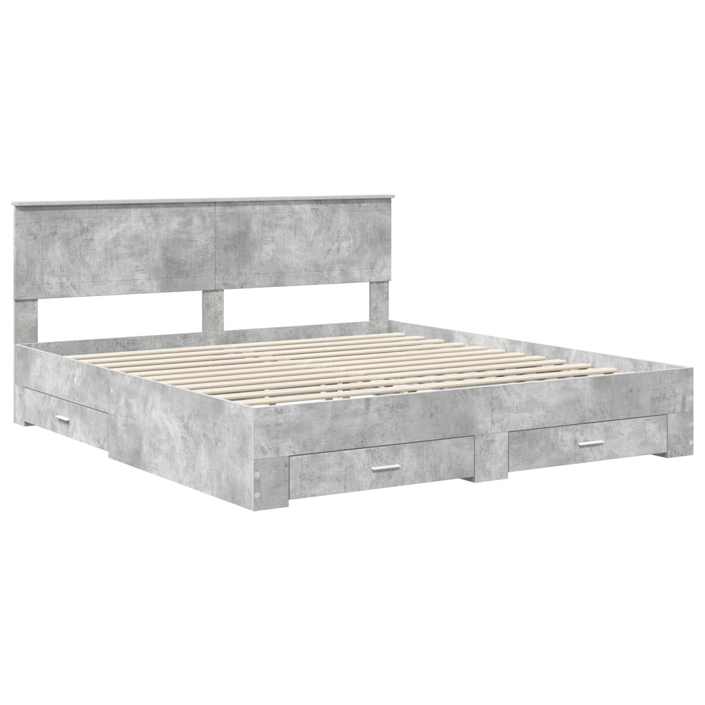 vidaXL Ramka łóżka Betonowy szary 180 x 200 cm Materiał drewnopochodny